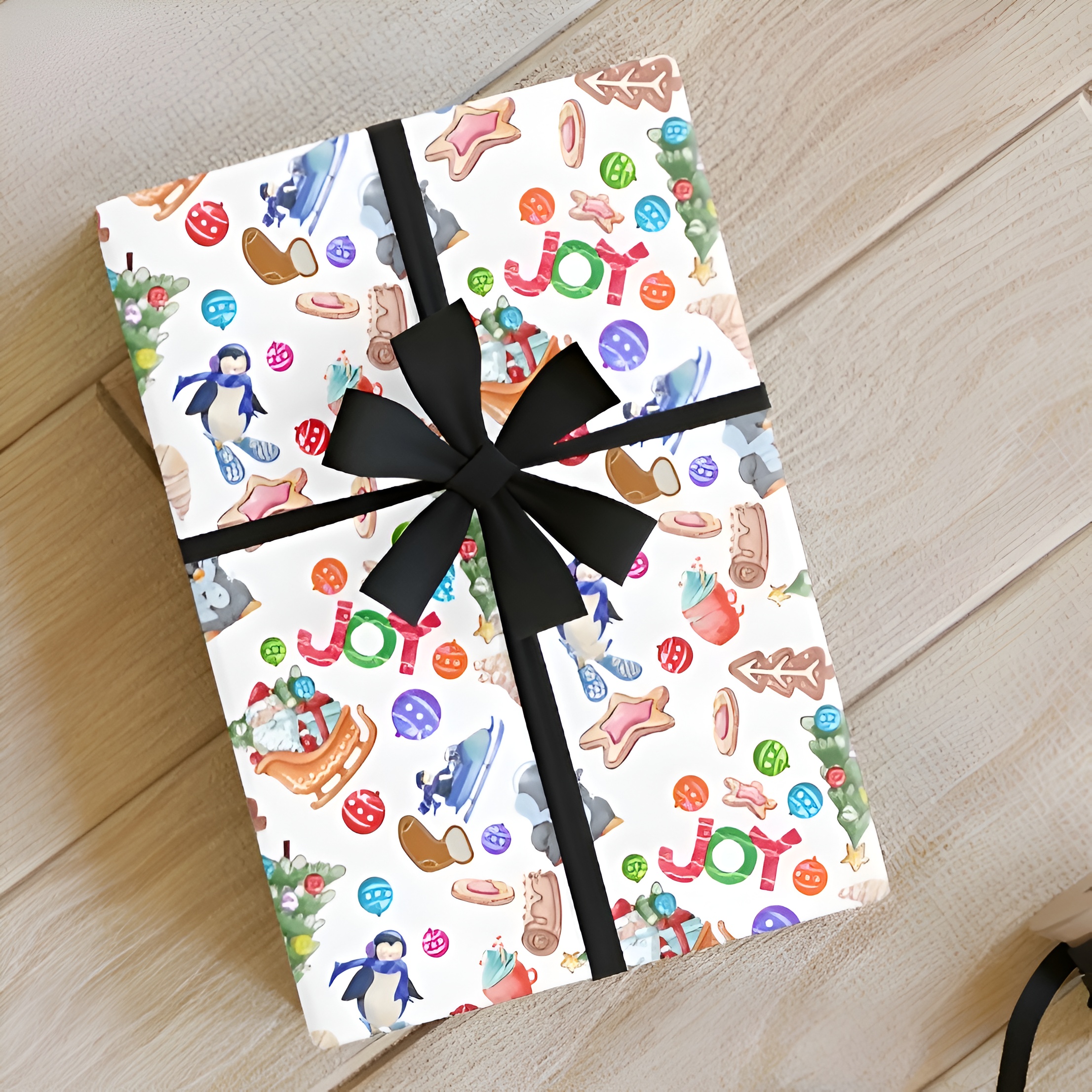 Christmas Penguins Wrapping Paper Roll - Christmas Theme, Eco-friendly, Gift Wrap, Seasonal Décor, Party Supplies, Santa &amp; Grinch Design