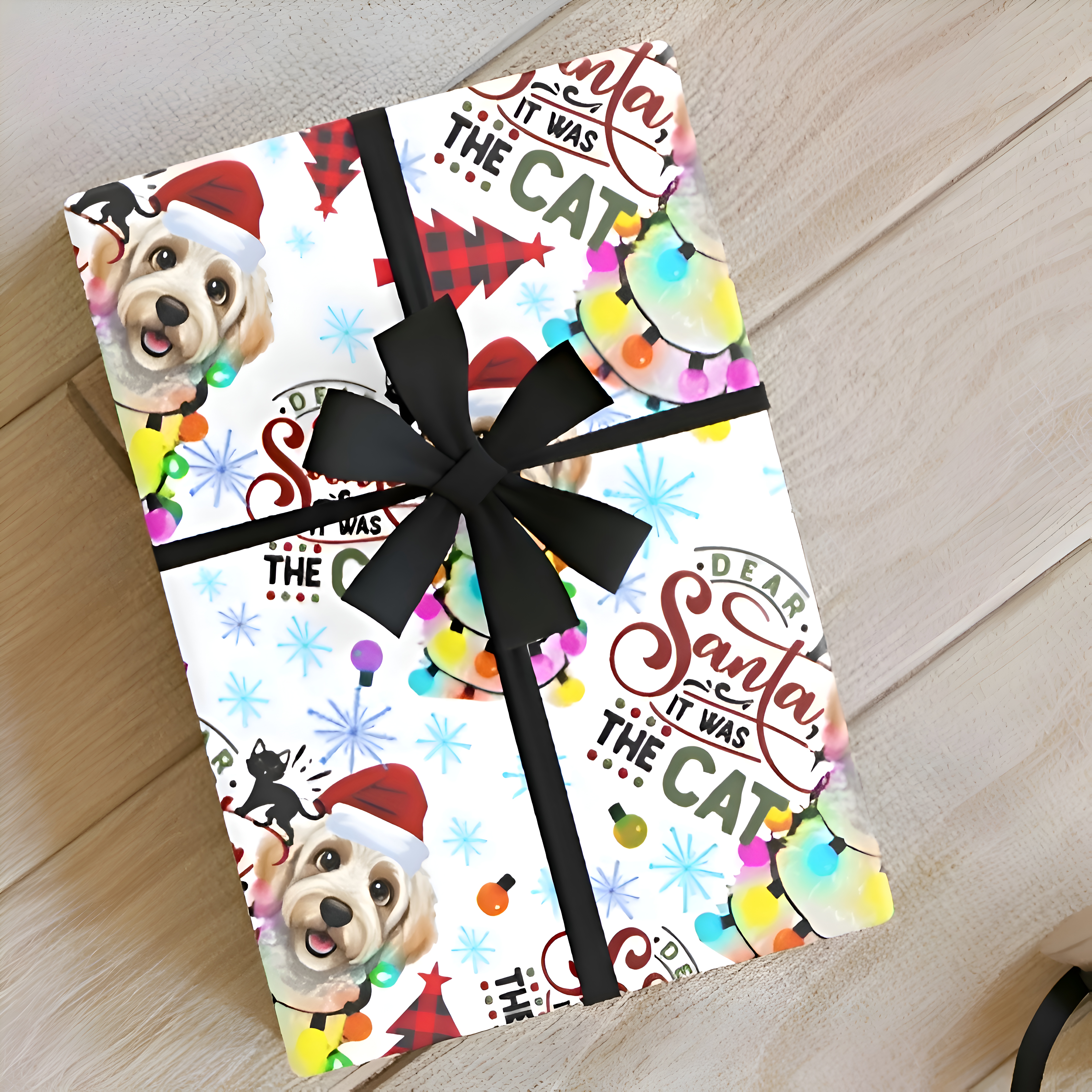 Golden Doodle Christmas: Dear Santa, It was the Cat - Wrapping Paper Roll - Christmas Theme, Eco-friendly, Gift Wrap, Seasonal Décor, Party Supplies, Santa & Grinch Design product thumbnail image Golden Doodle Christmas: Dear Santa, It was the Cat - Wrapping Paper Roll - Christmas Theme, Eco-friendly, Gift Wrap, Seasonal Décor, Party Supplies, Santa & Grinch Design product thumbnail image
