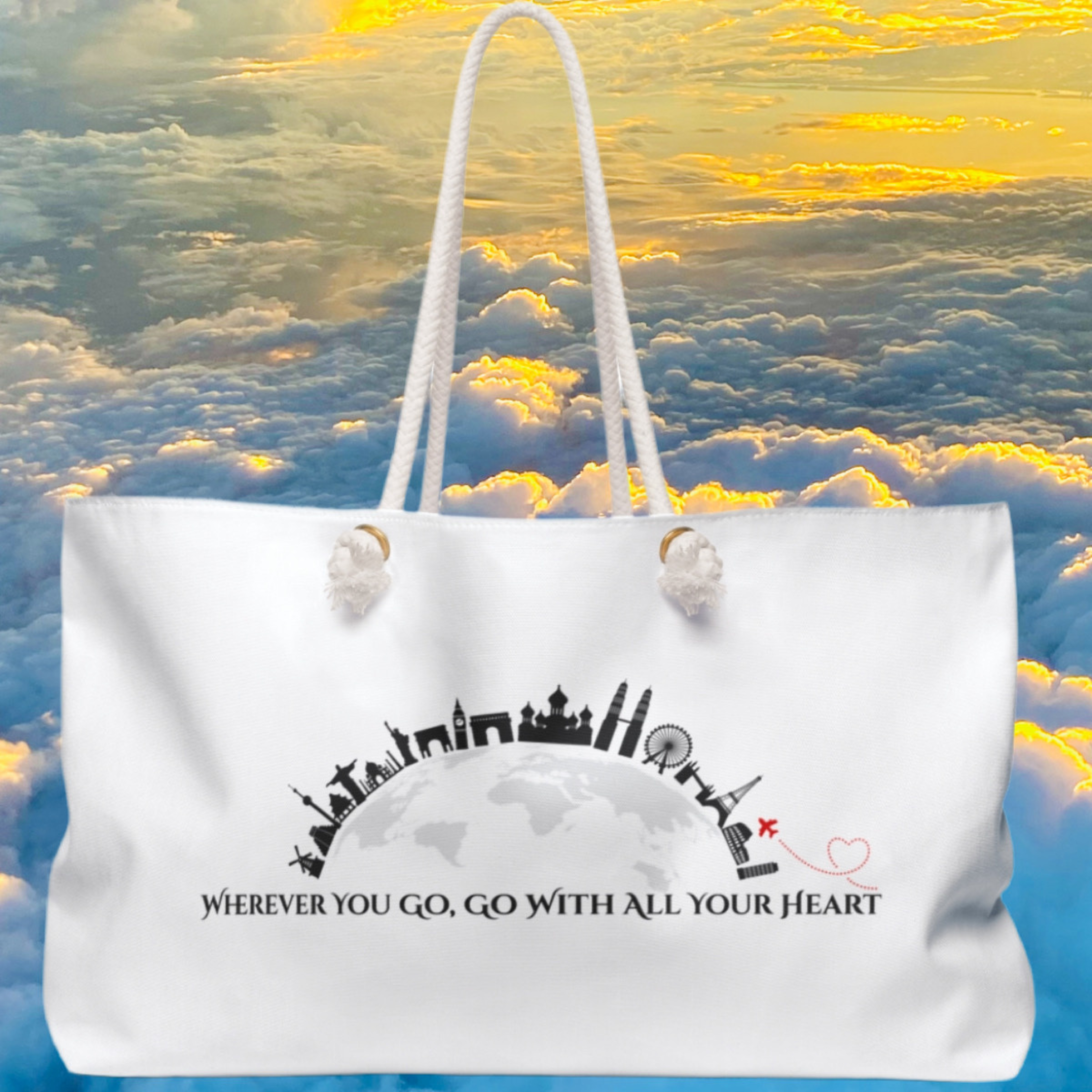 Wherever you go Weekender Bag, Personalized with initials, Overnight Bag, Vacation Tote, School Supplies Organizer