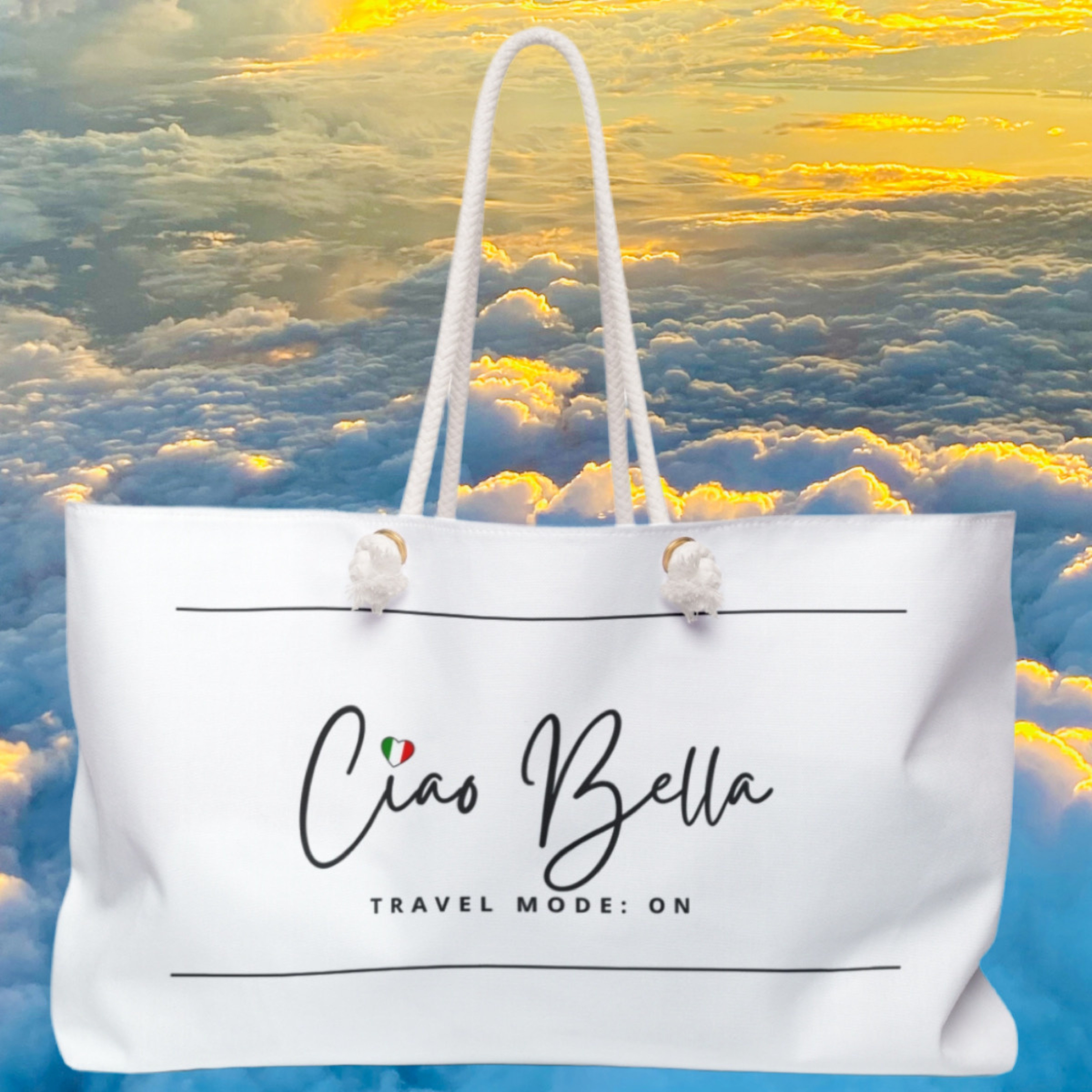 Ciao Bella Weekender Bag, Overnight Bag, Vacation Tote. product thumbnail image Ciao Bella Weekender Bag, Overnight Bag, Vacation Tote. product thumbnail image