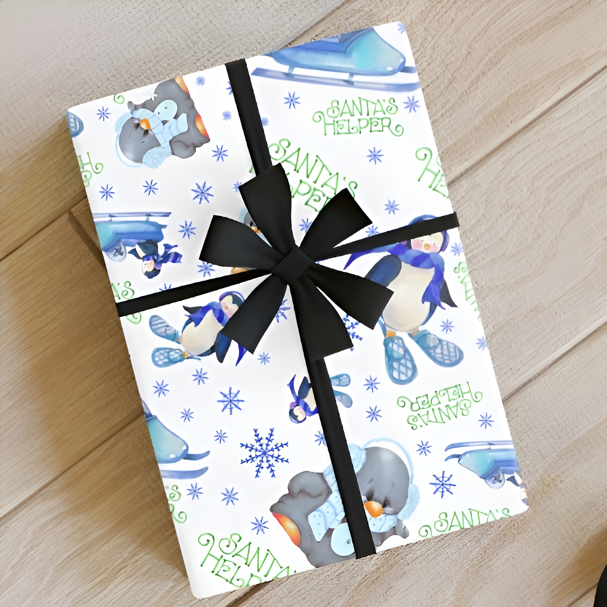Penguins Santa's Helper Wrapping Paper Roll (White) - Christmas Theme, Eco-friendly, Gift Wrap, Seasonal Décor, Party Supplies, Santa & Grinch Design Penguins Santa's Helper Wrapping Paper Roll (White) - Christmas Theme, Eco-friendly, Gift Wrap, Seasonal Décor, Party Supplies, Santa & Grinch Design
