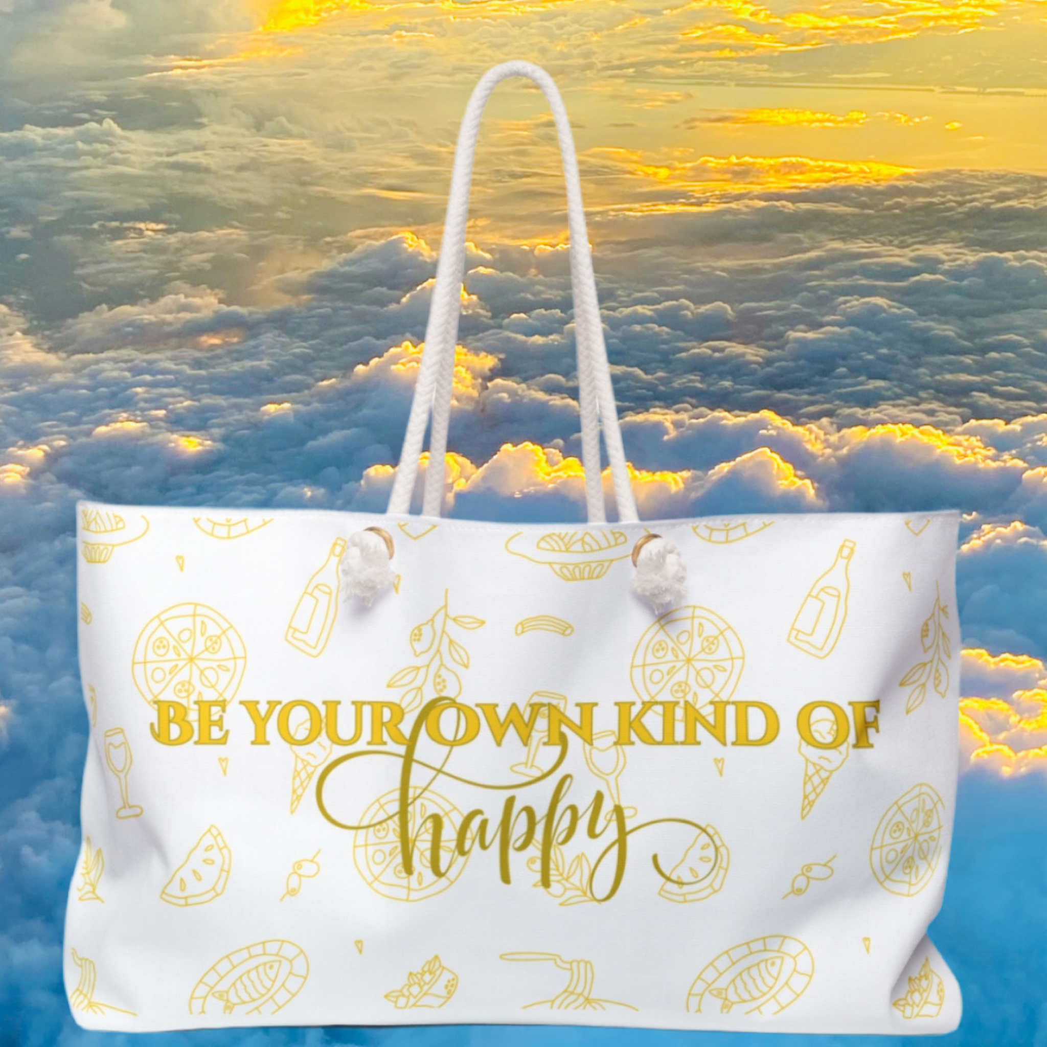 Be Your Own Kind of Happy Weekender Bag, Overnight Bag, Vacation Tote. product thumbnail image Be Your Own Kind of Happy Weekender Bag, Overnight Bag, Vacation Tote. product thumbnail image