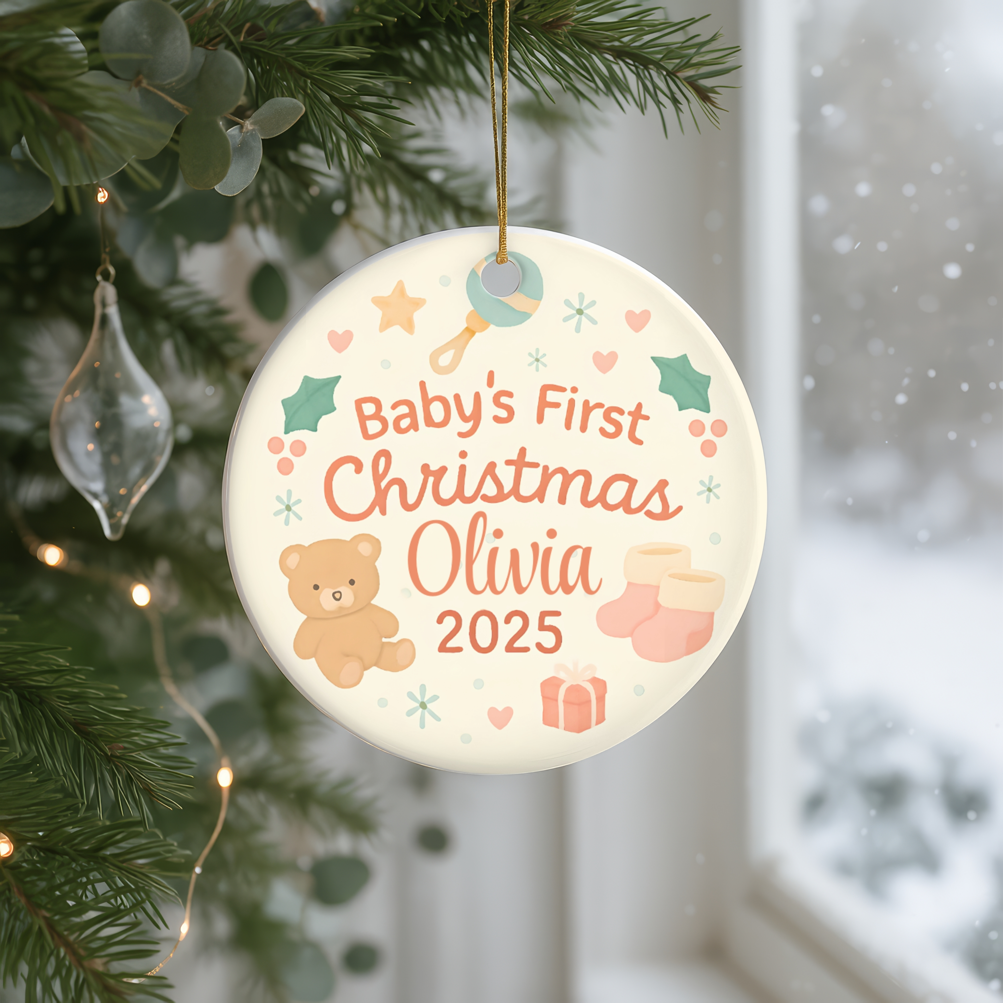 Personalized Baby's First Christmas Ornament, Keepsake Decoration, Custom Holiday Gift for New Parents, Children's Room Decor product thumbnail image