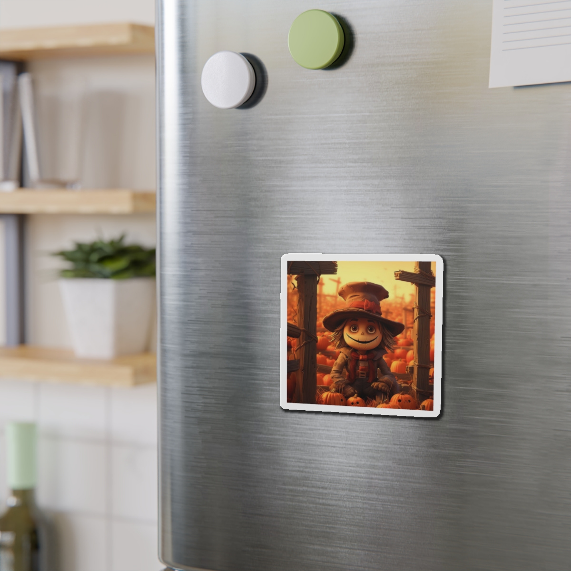 Smiling Scarecrow Die Cut Magnet | Cute Fall Pumpkin Patch Décor | Autumn Kitchen Gift | Halloween Fridge Magnet product thumbnail image Smiling Scarecrow Die Cut Magnet | Cute Fall Pumpkin Patch Décor | Autumn Kitchen Gift | Halloween Fridge Magnet product thumbnail image