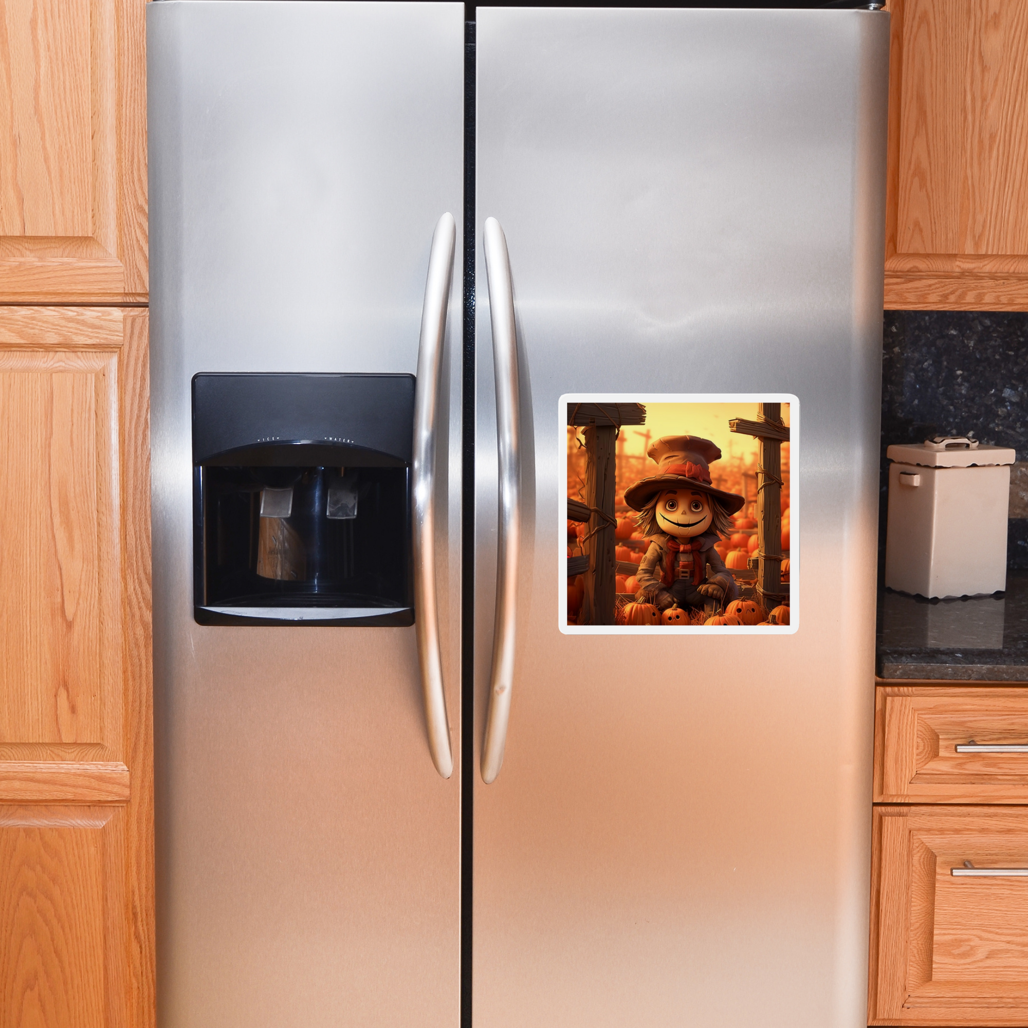 Smiling Scarecrow Die Cut Magnet | Cute Fall Pumpkin Patch Décor | Autumn Kitchen Gift | Halloween Fridge Magnet product thumbnail image Smiling Scarecrow Die Cut Magnet | Cute Fall Pumpkin Patch Décor | Autumn Kitchen Gift | Halloween Fridge Magnet product thumbnail image