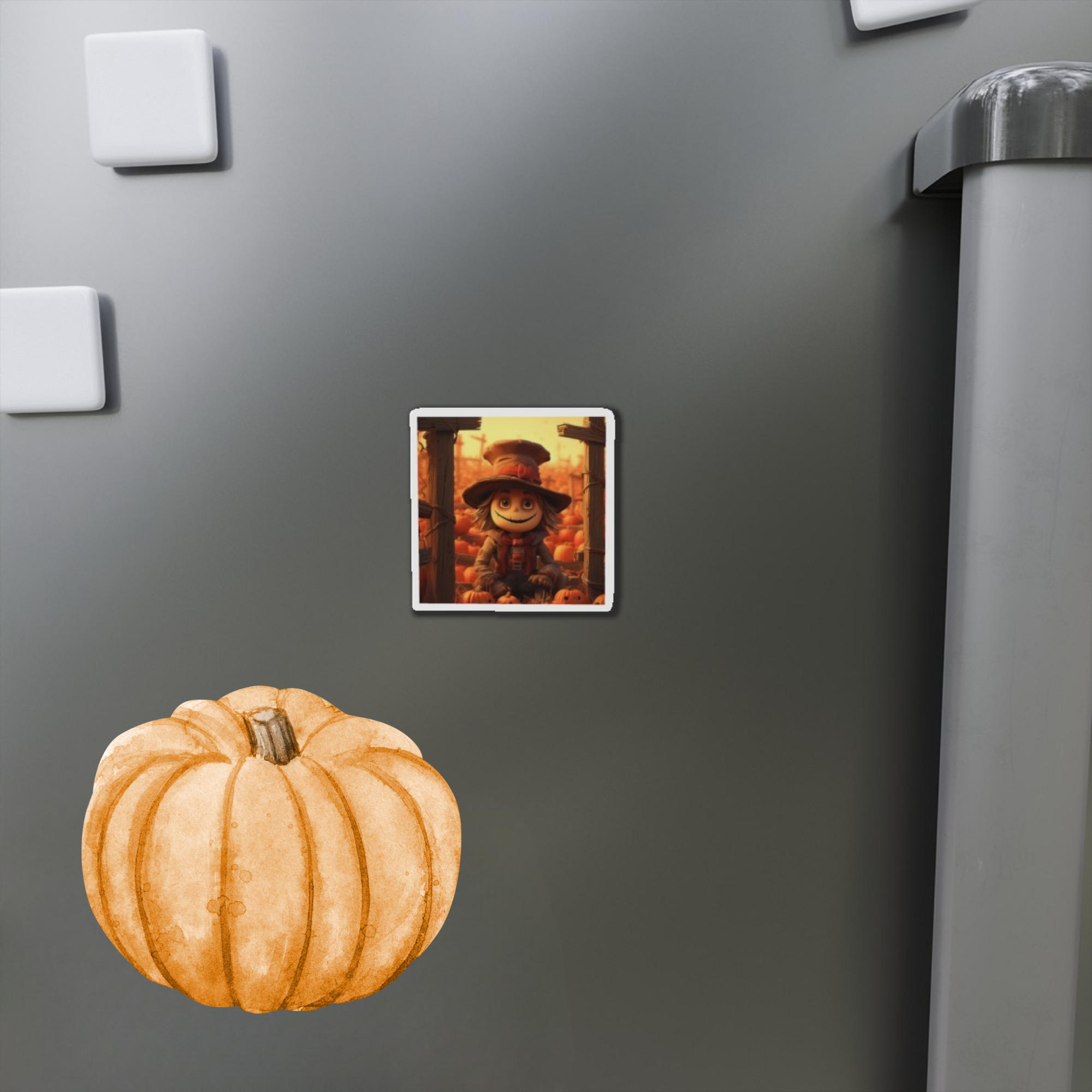 Smiling Scarecrow Die Cut Magnet | Cute Fall Pumpkin Patch Décor | Autumn Kitchen Gift | Halloween Fridge Magnet product thumbnail image Smiling Scarecrow Die Cut Magnet | Cute Fall Pumpkin Patch Décor | Autumn Kitchen Gift | Halloween Fridge Magnet product thumbnail image