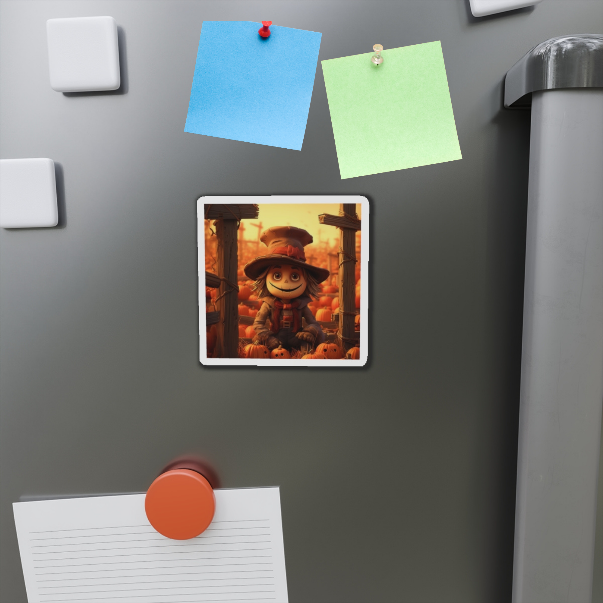 Smiling Scarecrow Die Cut Magnet | Cute Fall Pumpkin Patch Décor | Autumn Kitchen Gift | Halloween Fridge Magnet product thumbnail image Smiling Scarecrow Die Cut Magnet | Cute Fall Pumpkin Patch Décor | Autumn Kitchen Gift | Halloween Fridge Magnet product thumbnail image