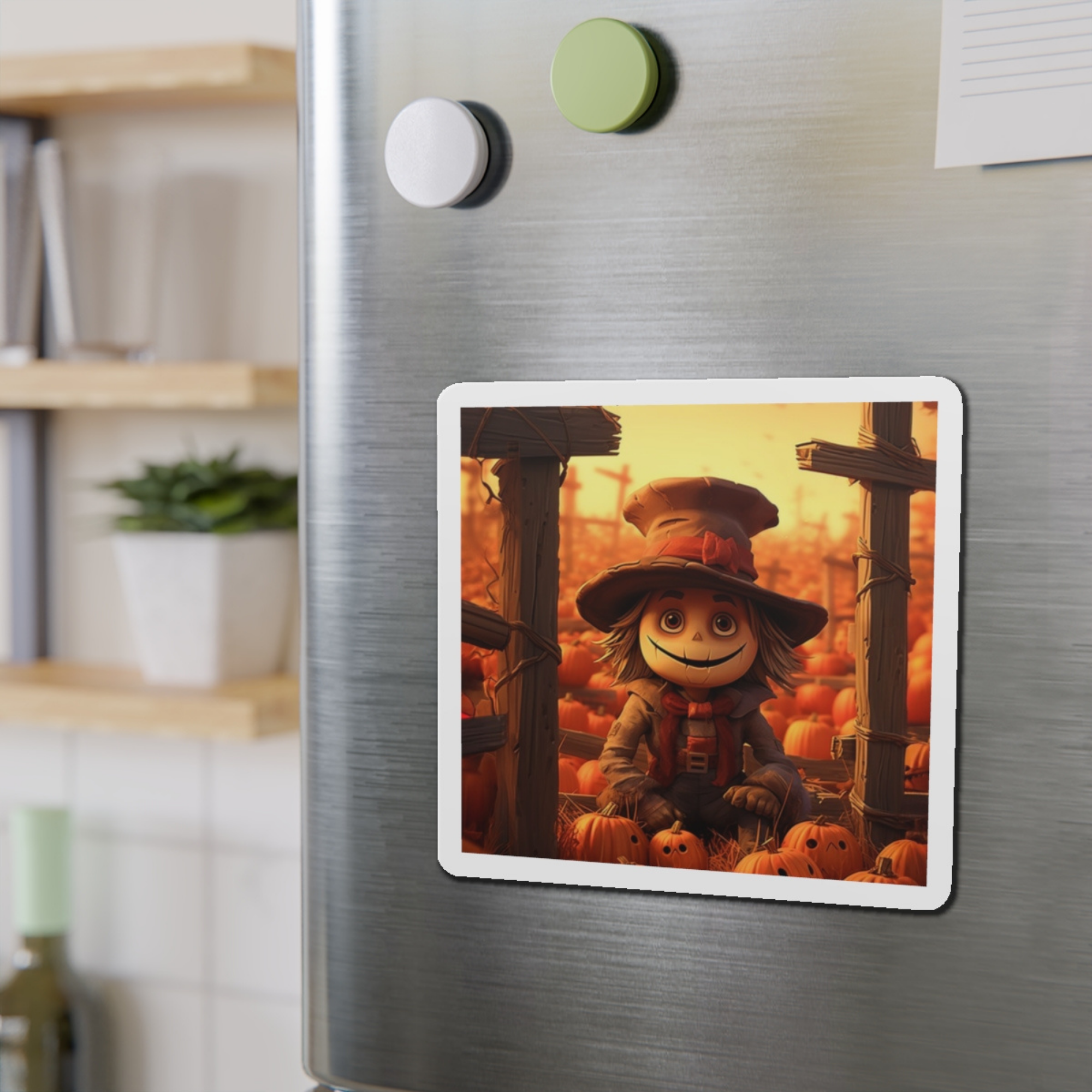 Smiling Scarecrow Die Cut Magnet | Cute Fall Pumpkin Patch Décor | Autumn Kitchen Gift | Halloween Fridge Magnet product thumbnail image Smiling Scarecrow Die Cut Magnet | Cute Fall Pumpkin Patch Décor | Autumn Kitchen Gift | Halloween Fridge Magnet product thumbnail image