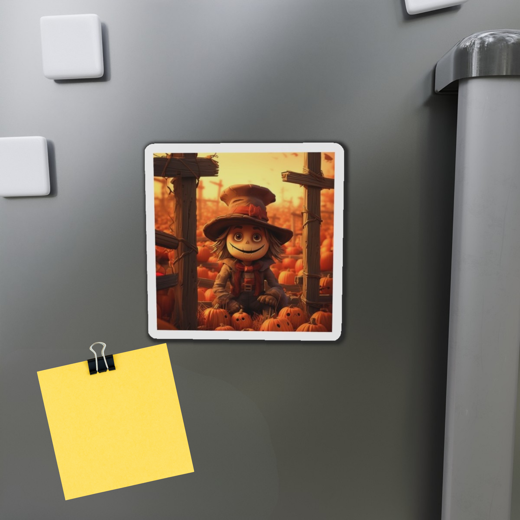 Smiling Scarecrow Die Cut Magnet | Cute Fall Pumpkin Patch Décor | Autumn Kitchen Gift | Halloween Fridge Magnet product thumbnail image Smiling Scarecrow Die Cut Magnet | Cute Fall Pumpkin Patch Décor | Autumn Kitchen Gift | Halloween Fridge Magnet product thumbnail image