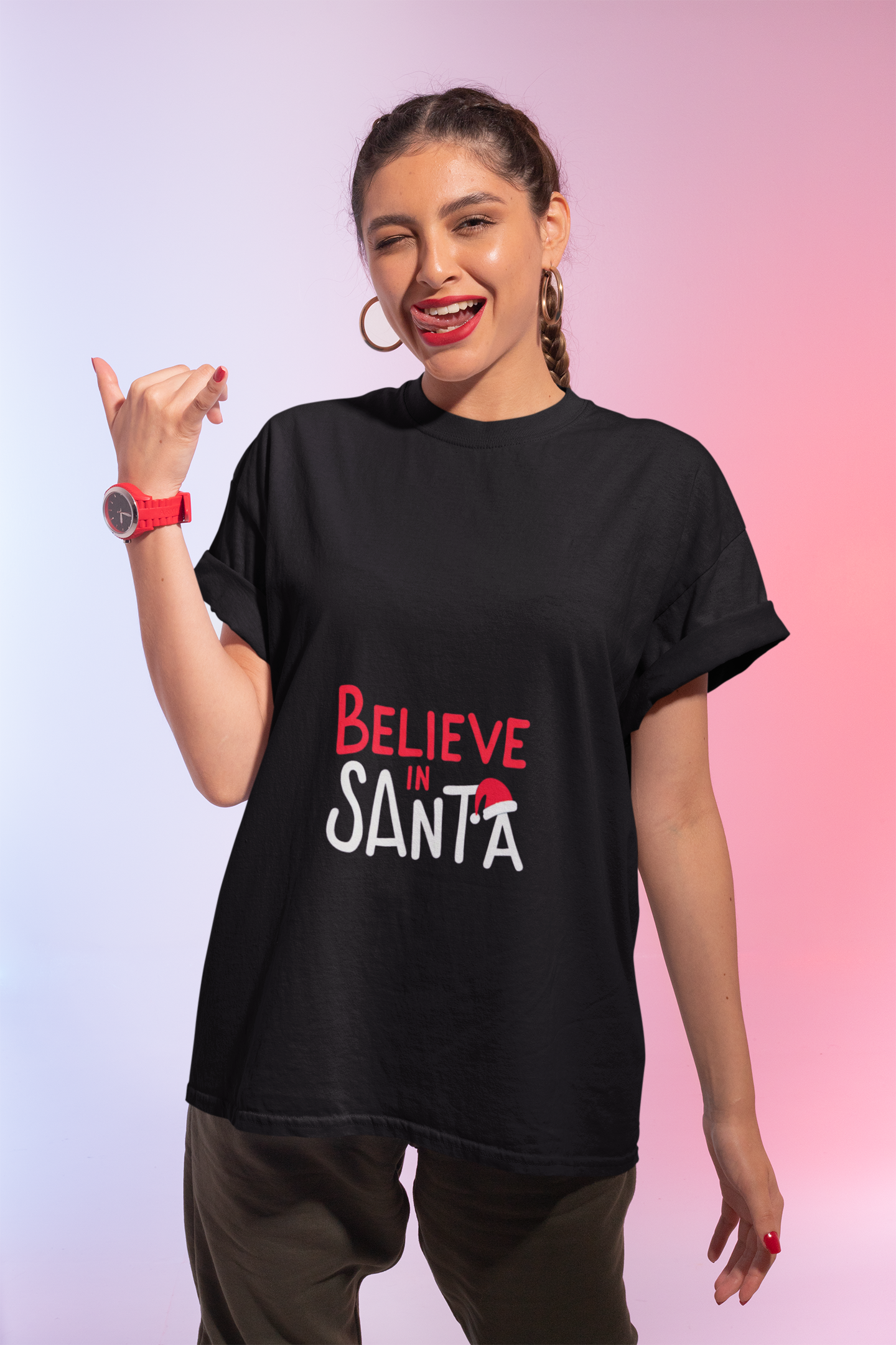 Christmas Graphic Tee - Believe in Santa T-Shirt product thumbnail image