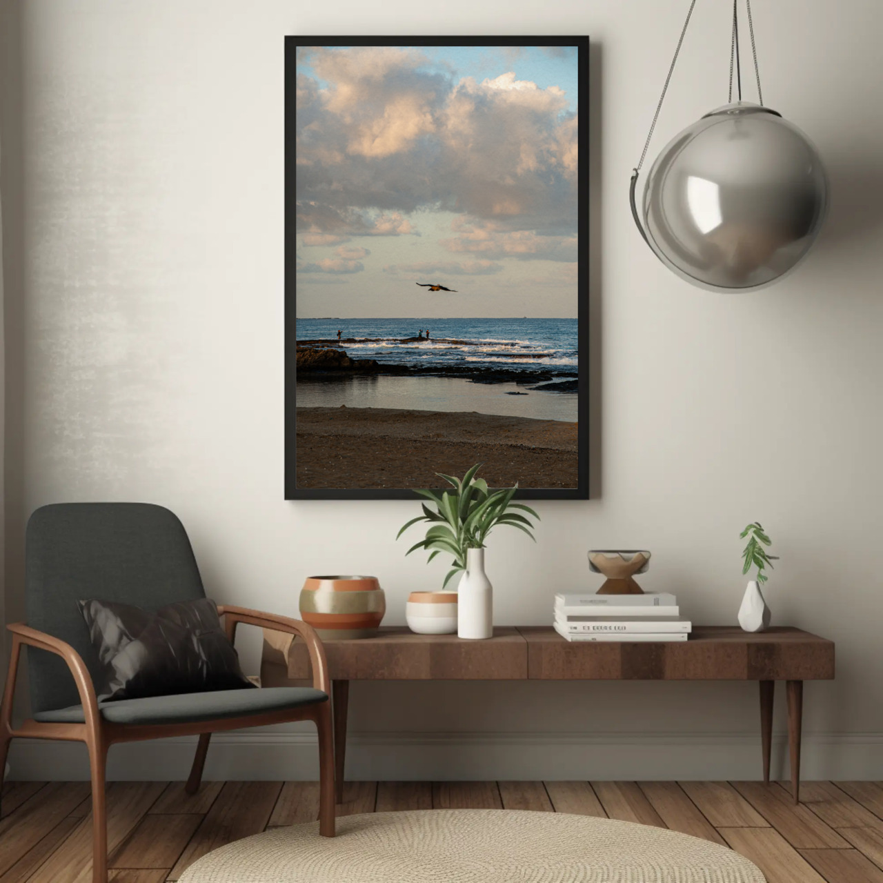 Elegant Coastal Fine Art Print with Passepartout Frame, Ocean Wall Decor, Seascape Artwork, Beach House Gift, Home Decor product thumbnail image