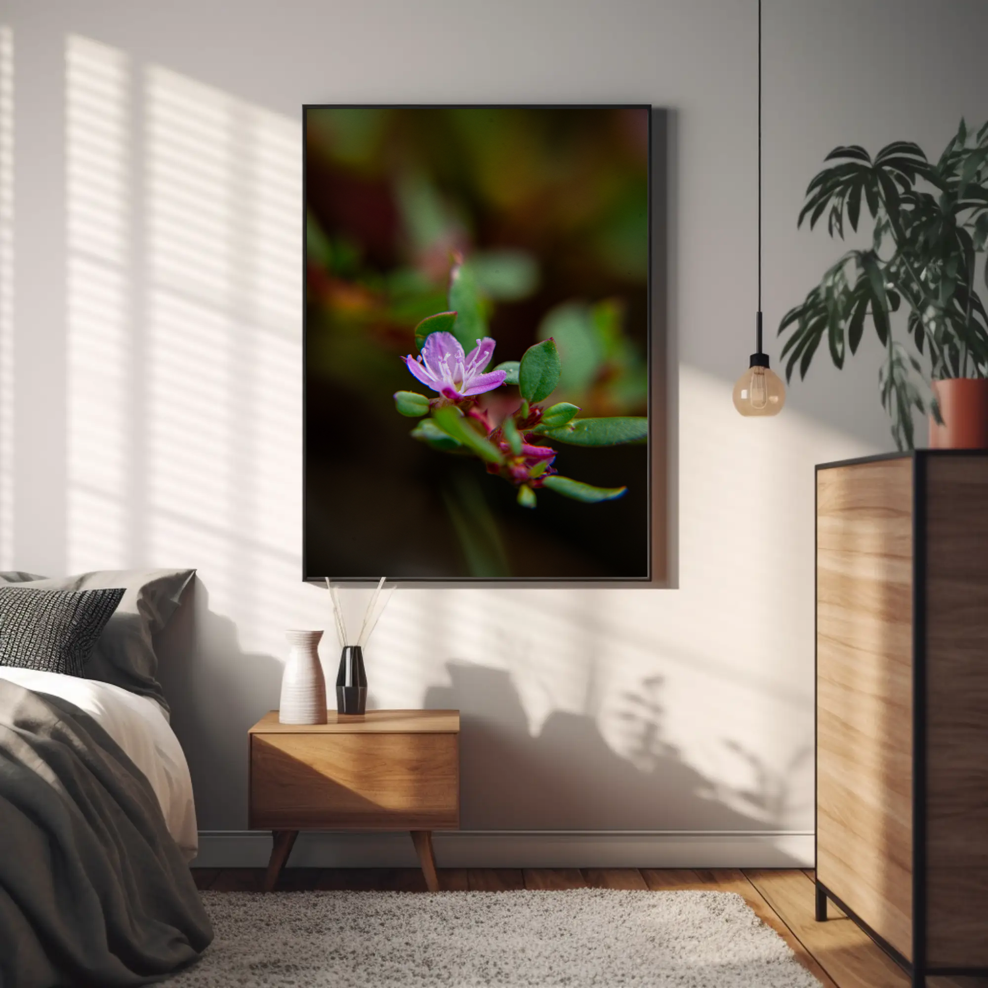 Floral Art Print, Framed Botanical Decor, Wall Art for Home, Eco-Friendly Gift, Nature-Inspired Print, Modern Interior Decoration