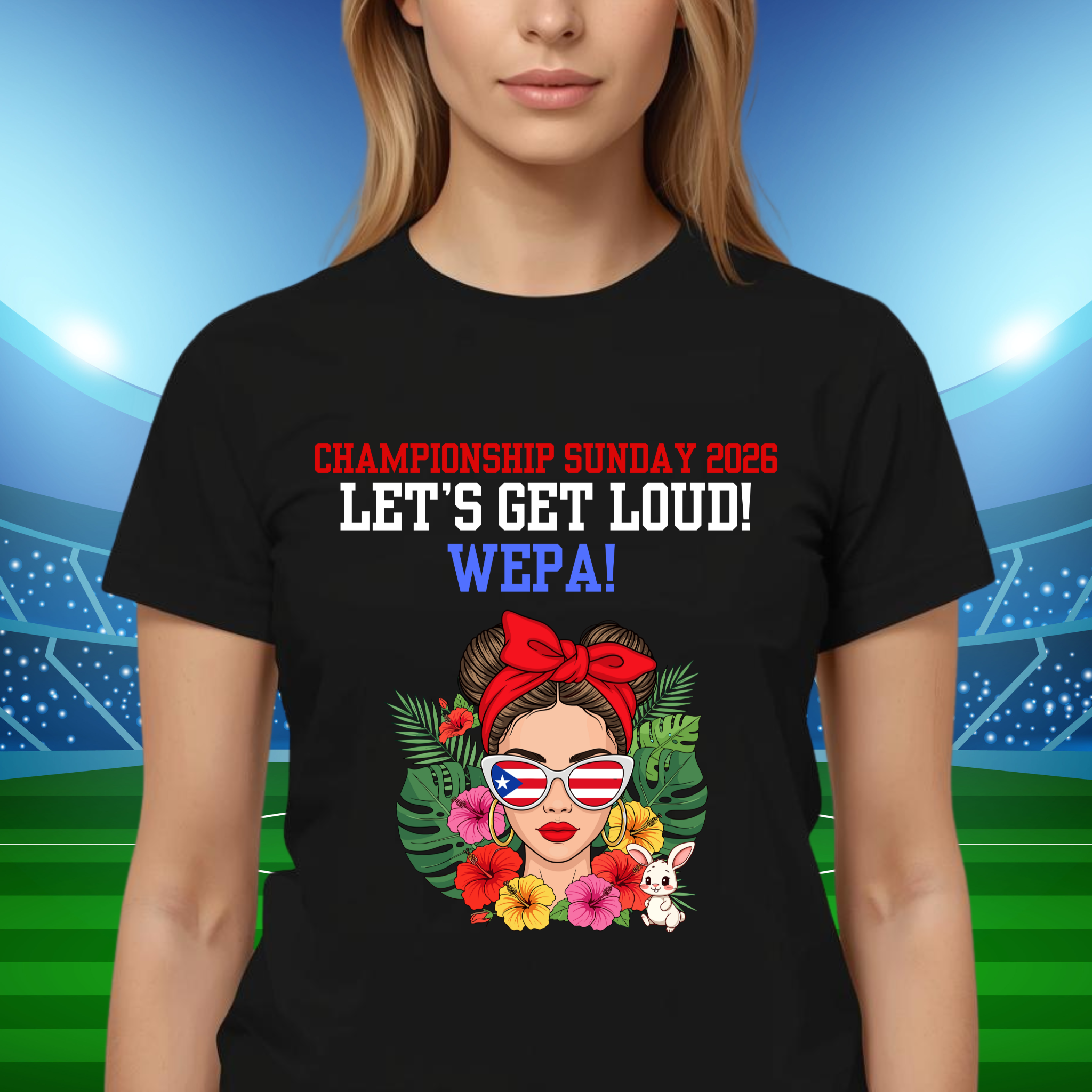 Championship Sunday Themed Unisex Jersey Tee, Super Bowl 2026: Boricua &amp; Loud Football Fan Shirt, Game Day Apparel, Sports Gift, Casual Tee product thumbnail image