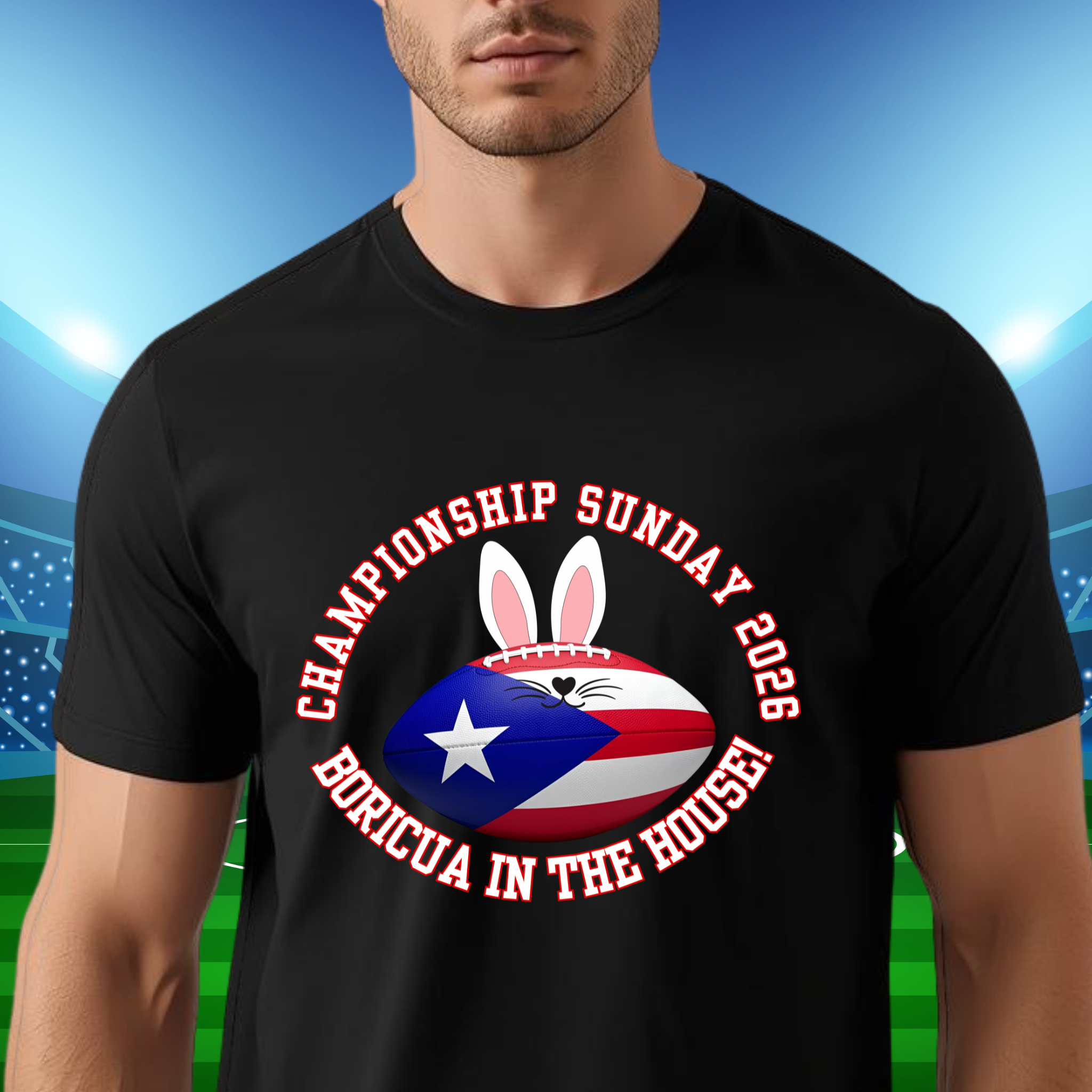 Championship Football Sunday Themed Unisex Jersey Tee, Super Bowl 2026:  Football Fan Shirt, Game Day Apparel, Sports Gift, Casual Tee