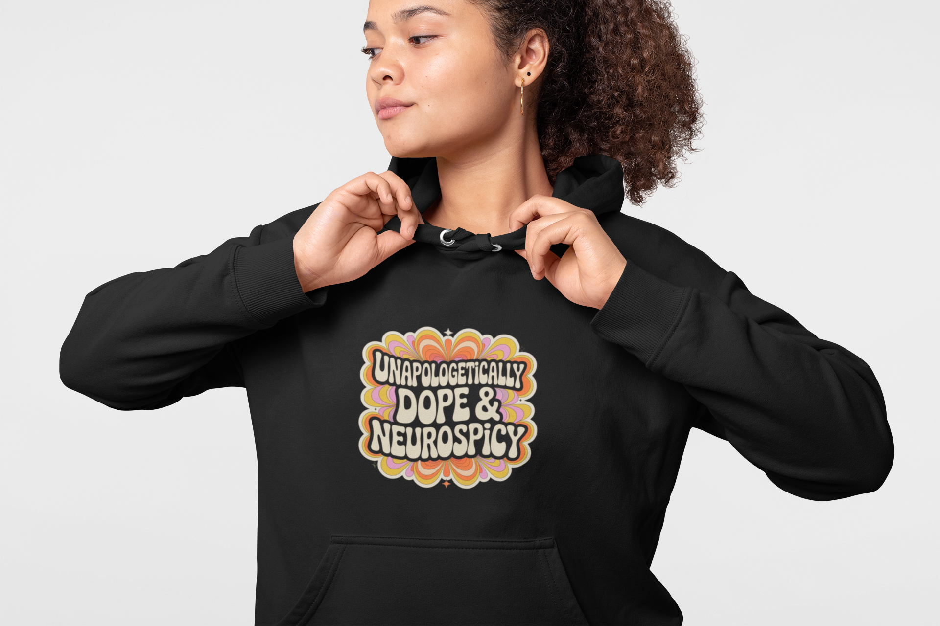 Unapologetically Dope & Neurospicy Retro Hoodie — Cozy Bold Groovy Statement product thumbnail image Unapologetically Dope & Neurospicy Retro Hoodie — Cozy Bold Groovy Statement product thumbnail image