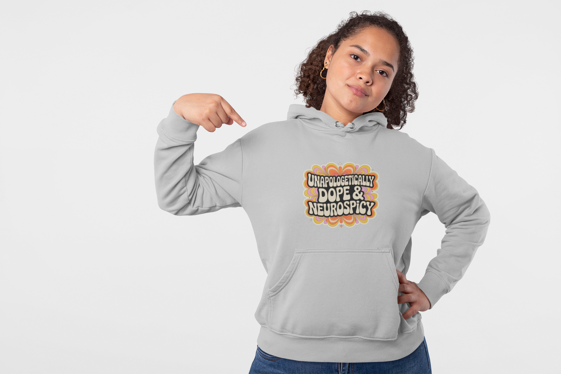 Unapologetically Dope & Neurospicy Retro Hoodie — Cozy Bold Groovy Statement product thumbnail image Unapologetically Dope & Neurospicy Retro Hoodie — Cozy Bold Groovy Statement product thumbnail image