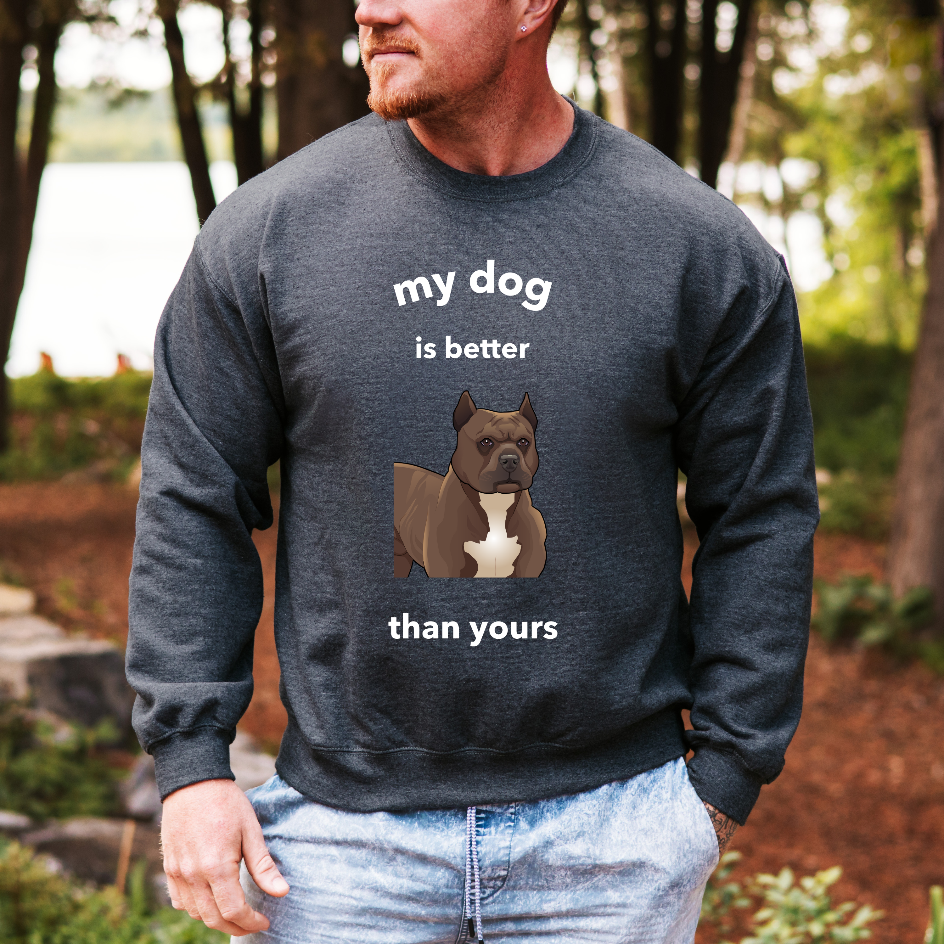 Funny Dog Sweatshirt, Pitbull Shirt, Dog Dad Sweater, Unisex Crewneck Sweatshirt, Pet Lover Gift, Gift for Dog Owner, Heavy Blend product thumbnail image Funny Dog Sweatshirt, Pitbull Shirt, Dog Dad Sweater, Unisex Crewneck Sweatshirt, Pet Lover Gift, Gift for Dog Owner, Heavy Blend product thumbnail image