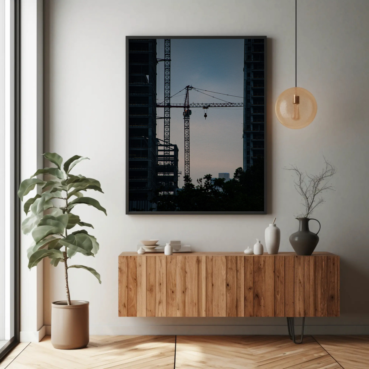 Urban Construction Fine Art Print, Passepartout Framed Art, Wall Decor for Creative Spaces, Gift for Architecture Lovers, Modern Home Art product thumbnail image