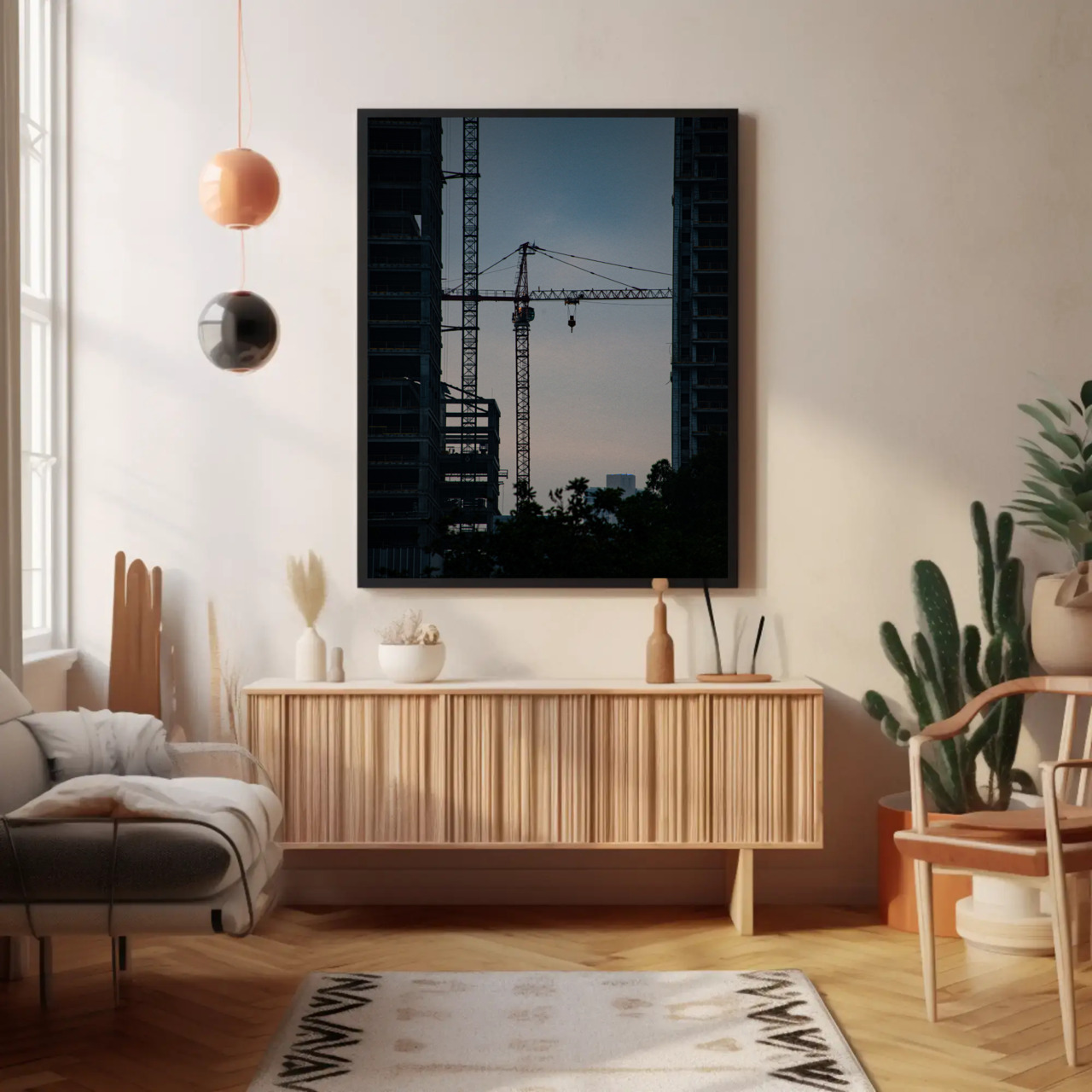 Urban Construction Fine Art Print, Passepartout Framed Art, Wall Decor for Creative Spaces, Gift for Architecture Lovers, Modern Home Art product thumbnail image