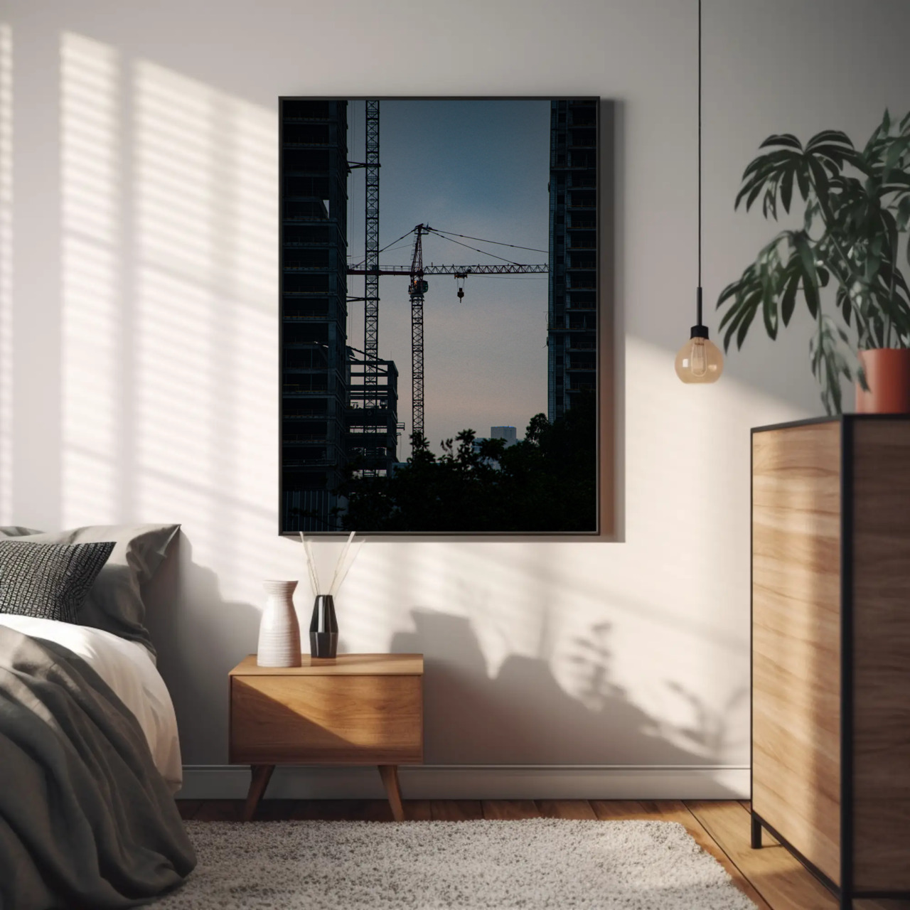 Urban Construction Fine Art Print, Passepartout Framed Art, Wall Decor for Creative Spaces, Gift for Architecture Lovers, Modern Home Art product thumbnail image