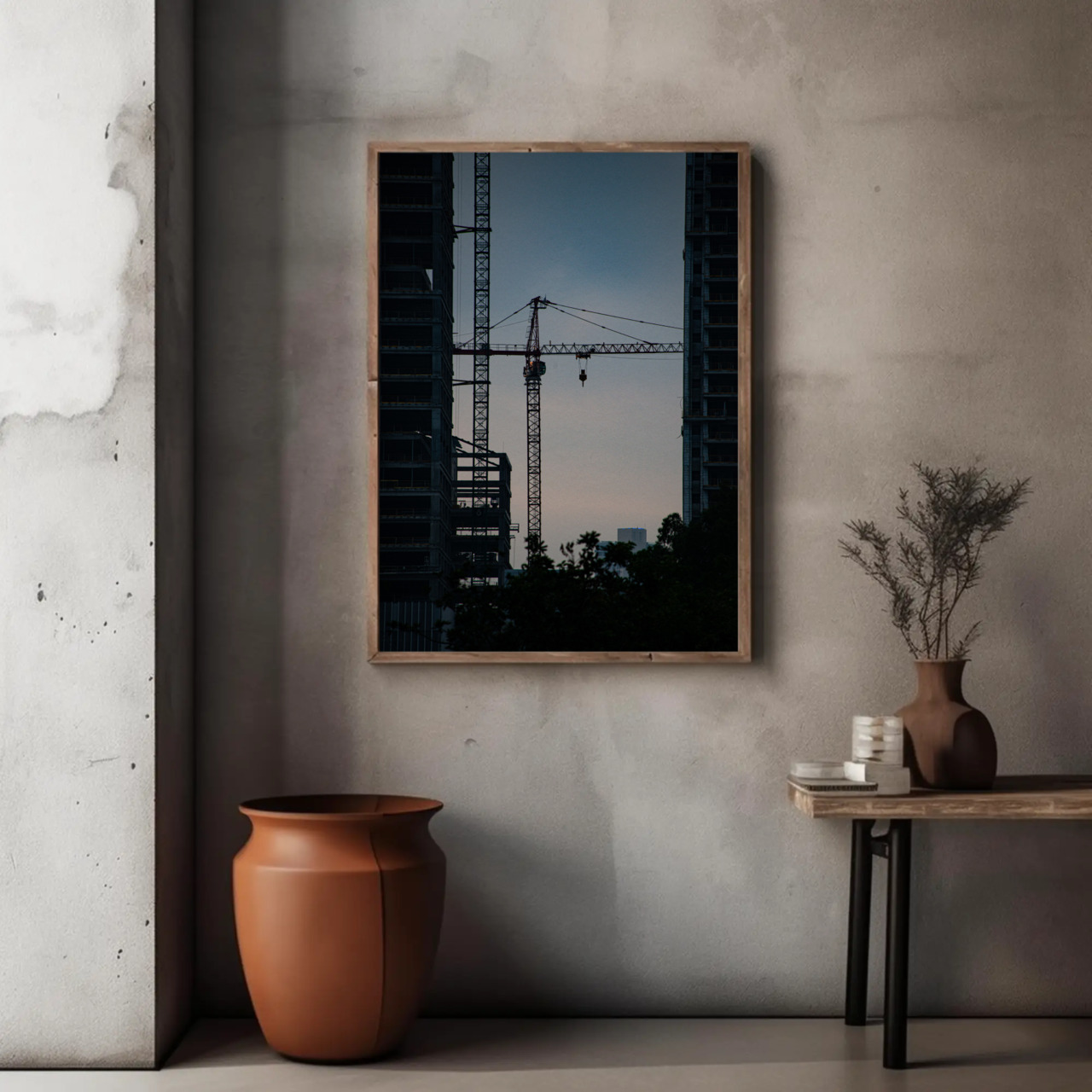 Urban Construction Fine Art Print, Passepartout Framed Art, Wall Decor for Creative Spaces, Gift for Architecture Lovers, Modern Home Art product thumbnail image