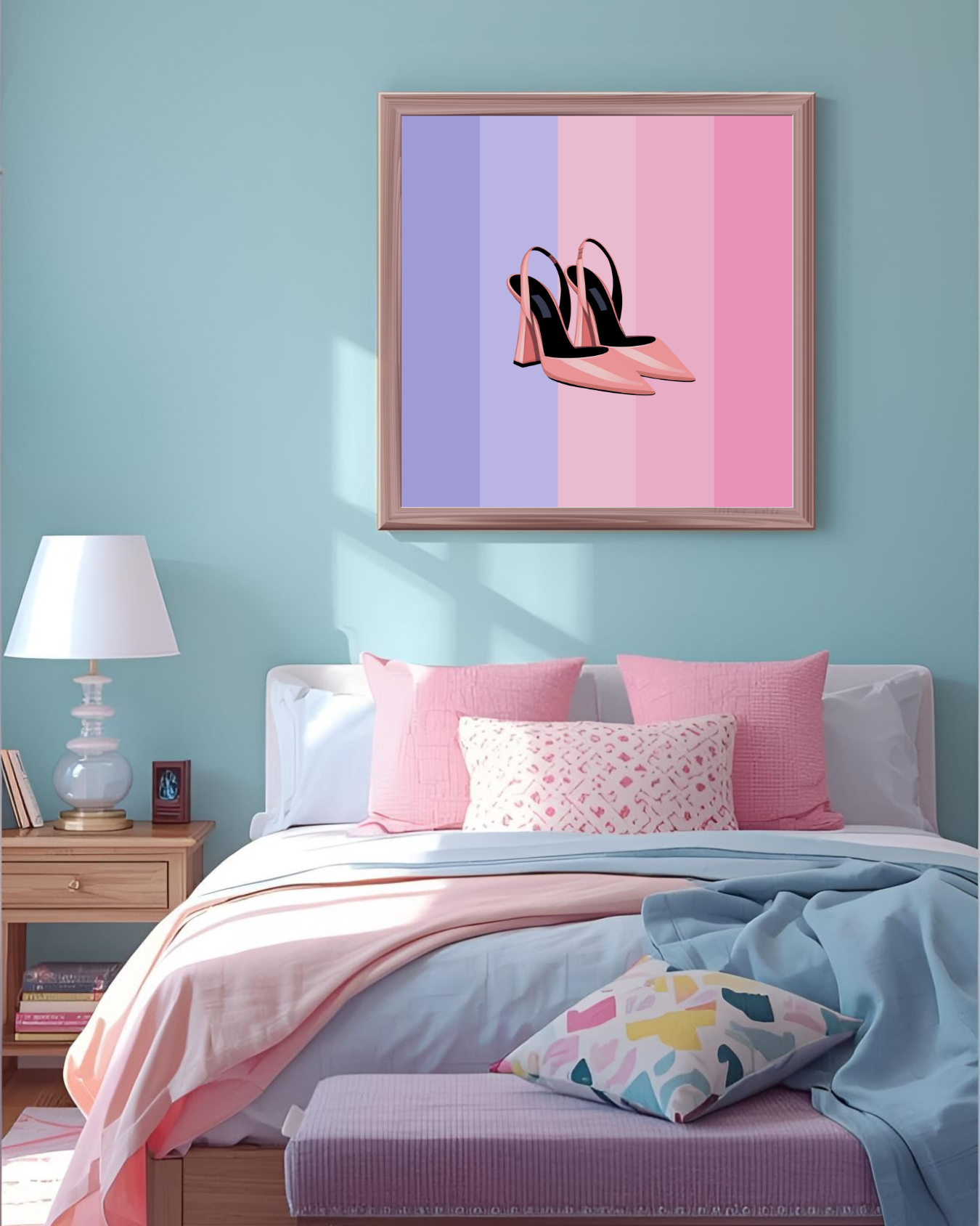 Fashion Art Vertical Poster - Pink High Heeled Pumps