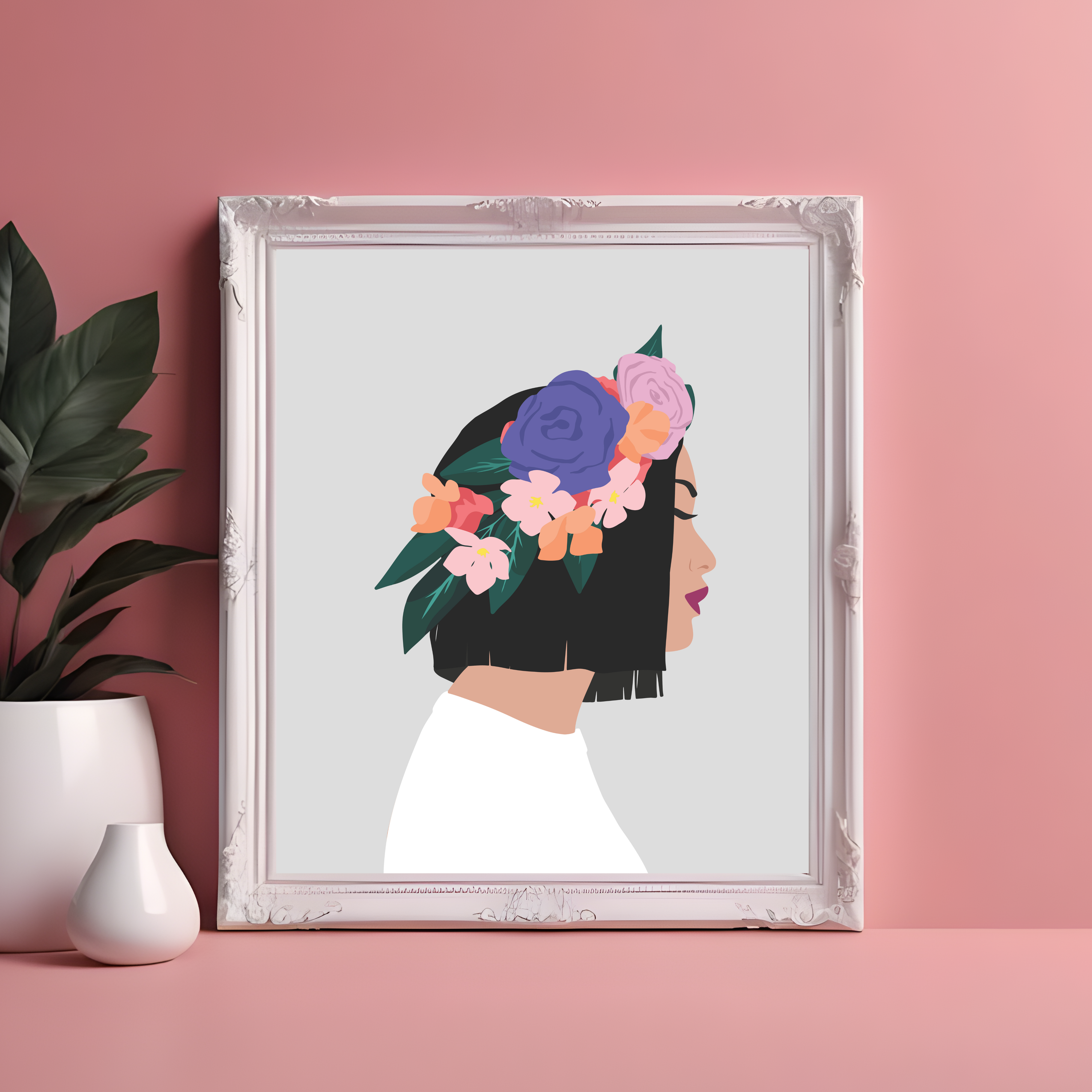 Flower Crown Girl Minimalist Illustration product thumbnail image