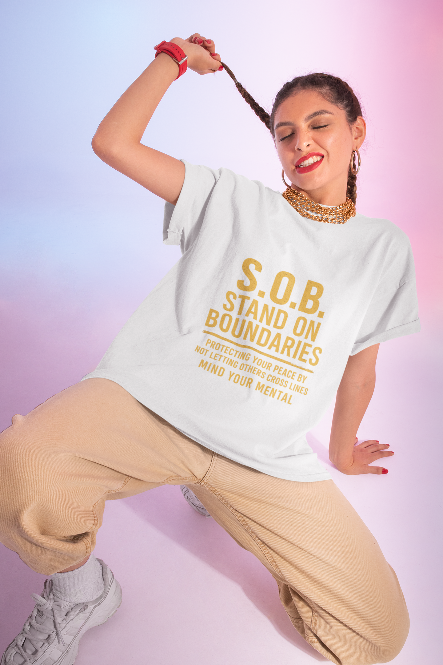 Unisex Cotton Crew Tee - S.O.B. Stand On Boundaries, Mental Health Awareness 