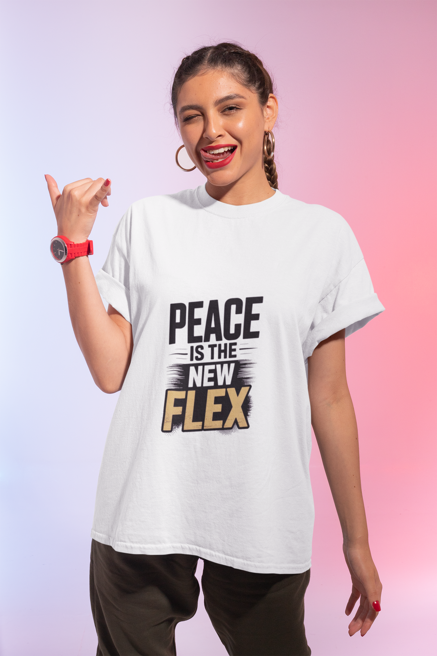 Peace is the New Flex Unisex Heavy Cotton Tee product thumbnail image Peace is the New Flex Unisex Heavy Cotton Tee product thumbnail image