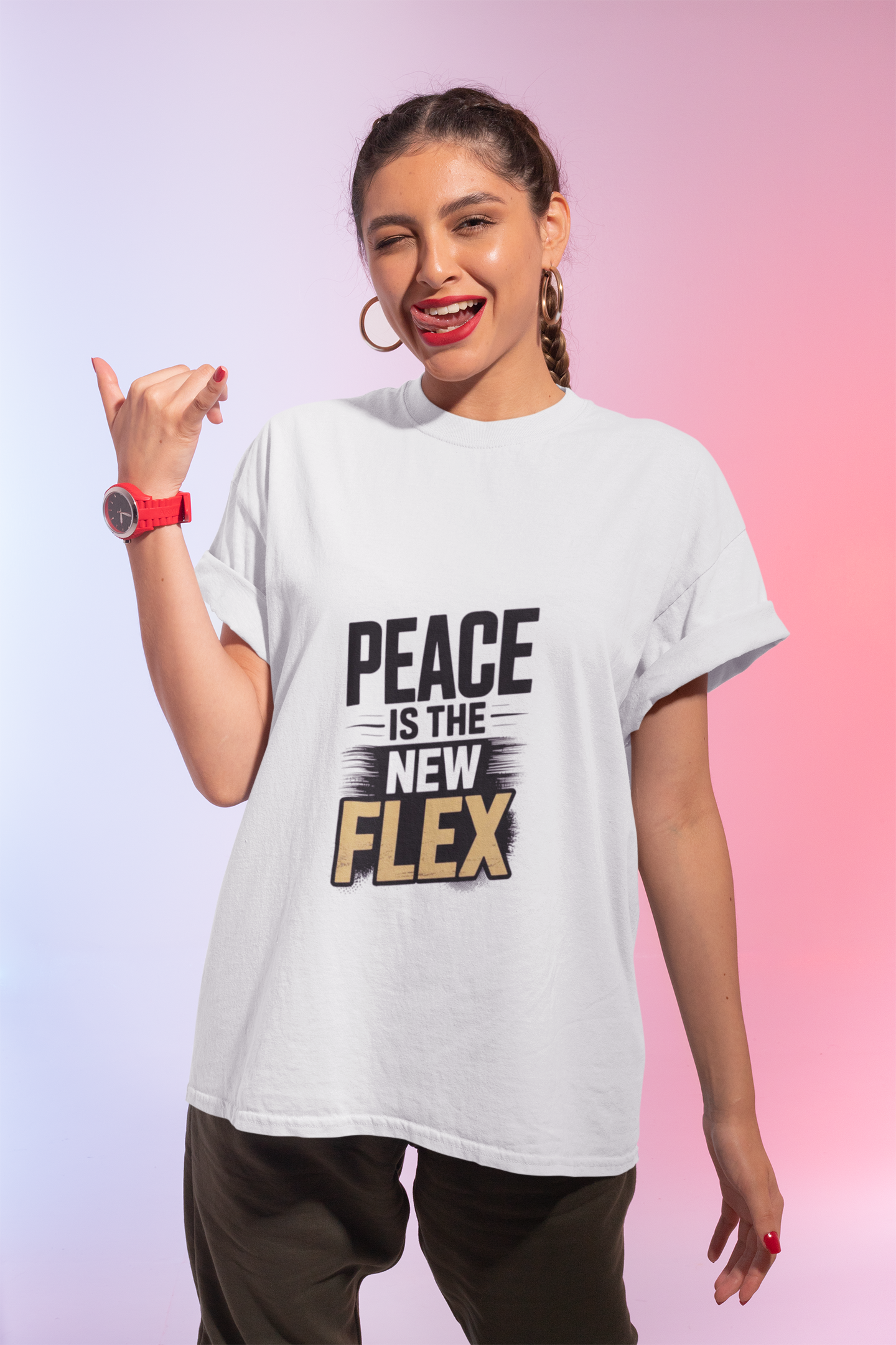 Peace is the New Flex Unisex Heavy Cotton Tee product thumbnail image