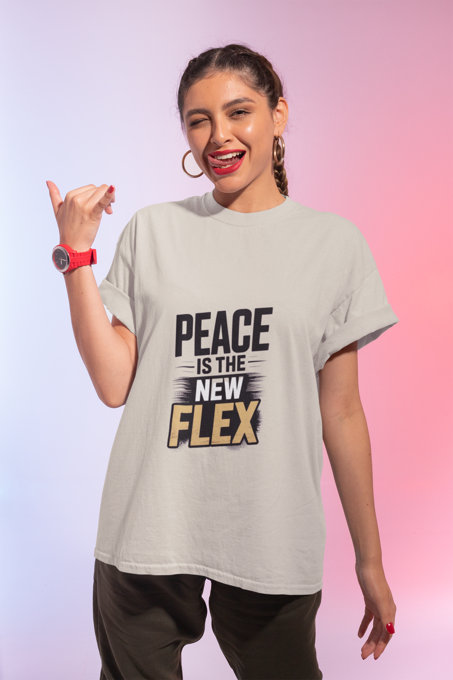 Peace is the New Flex Unisex Heavy Cotton Tee product thumbnail image