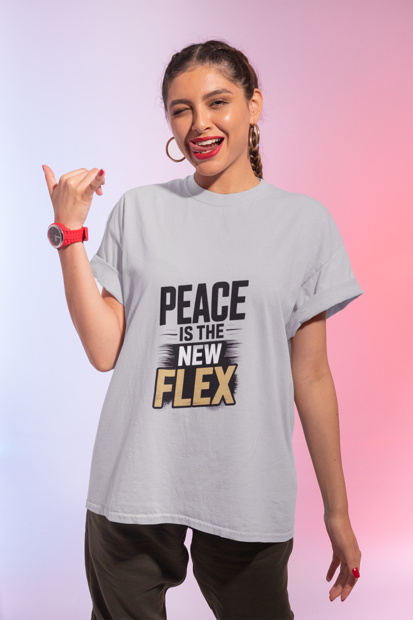 Peace is the New Flex Unisex Heavy Cotton Tee product thumbnail image