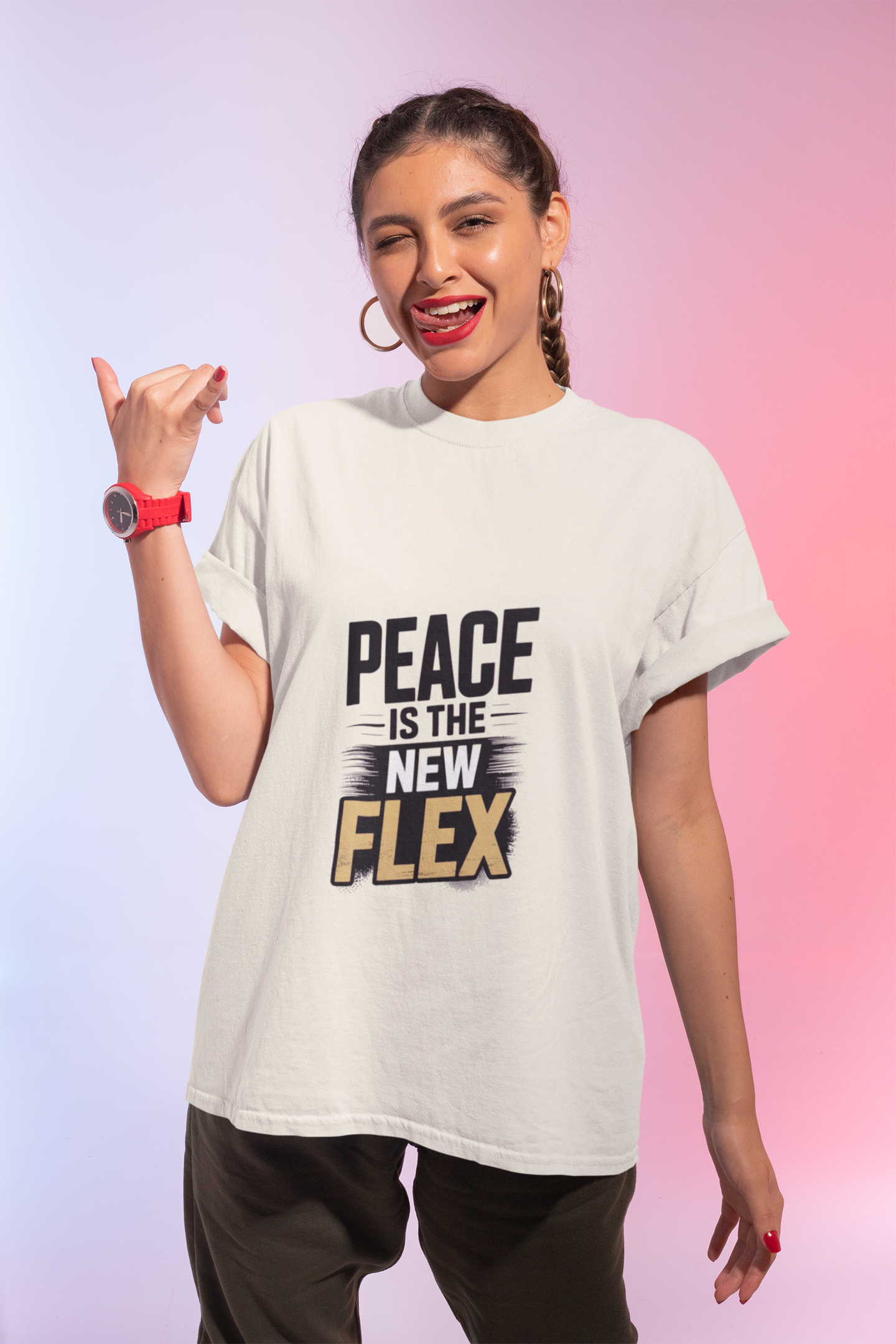 Peace is the New Flex Unisex Heavy Cotton Tee product thumbnail image