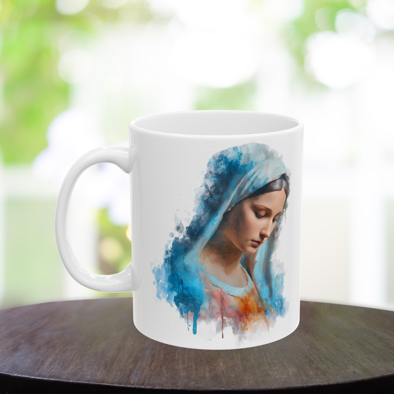 Holy Mary Ceramic Mug – Inspirational Christian Coffee Cup, Catholic Gift for Mothers, Spiritual Daily Motivation Tea Mug product thumbnail image