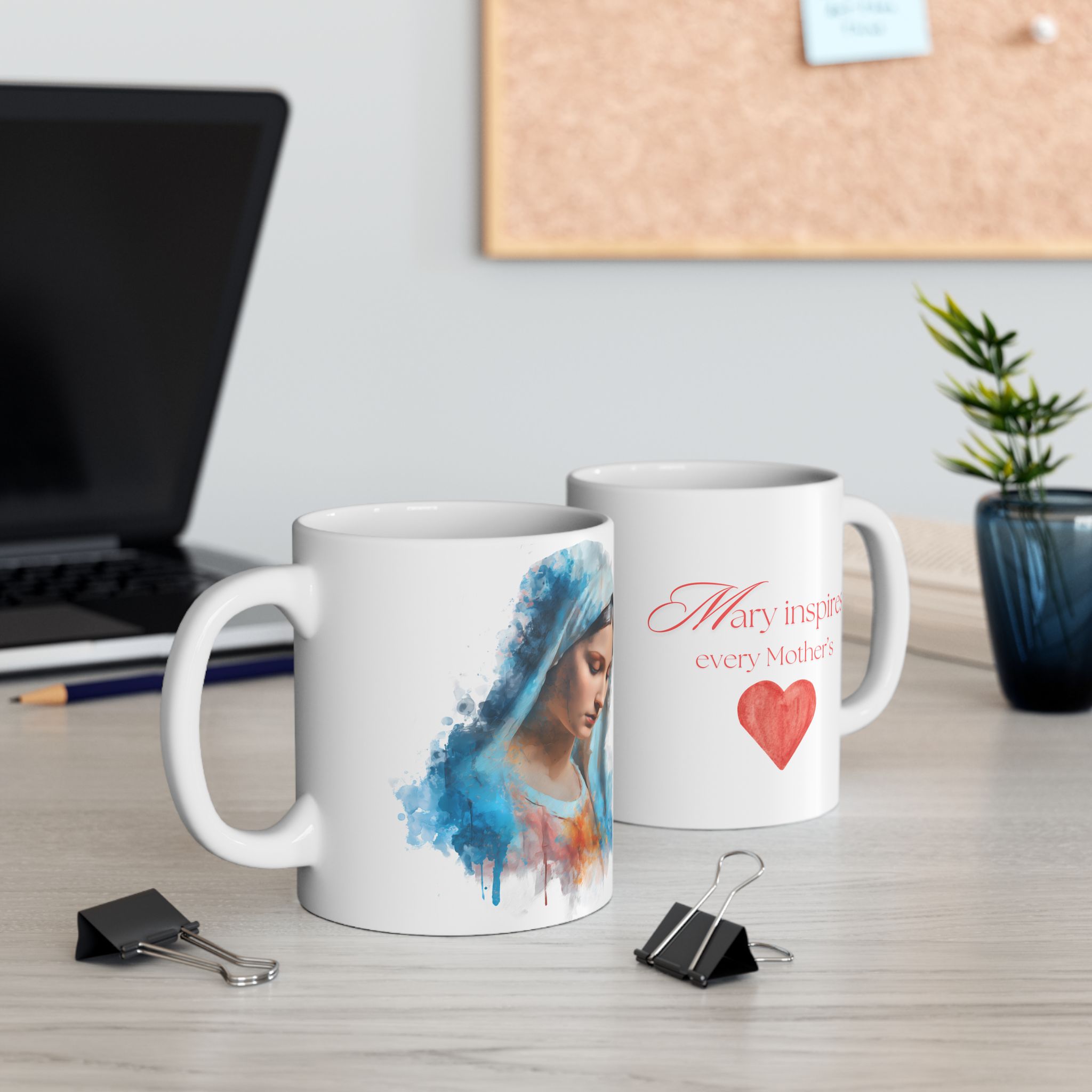 Holy Mary Ceramic Mug – Inspirational Christian Coffee Cup, Catholic Gift for Mothers, Spiritual Daily Motivation Tea Mug product thumbnail image