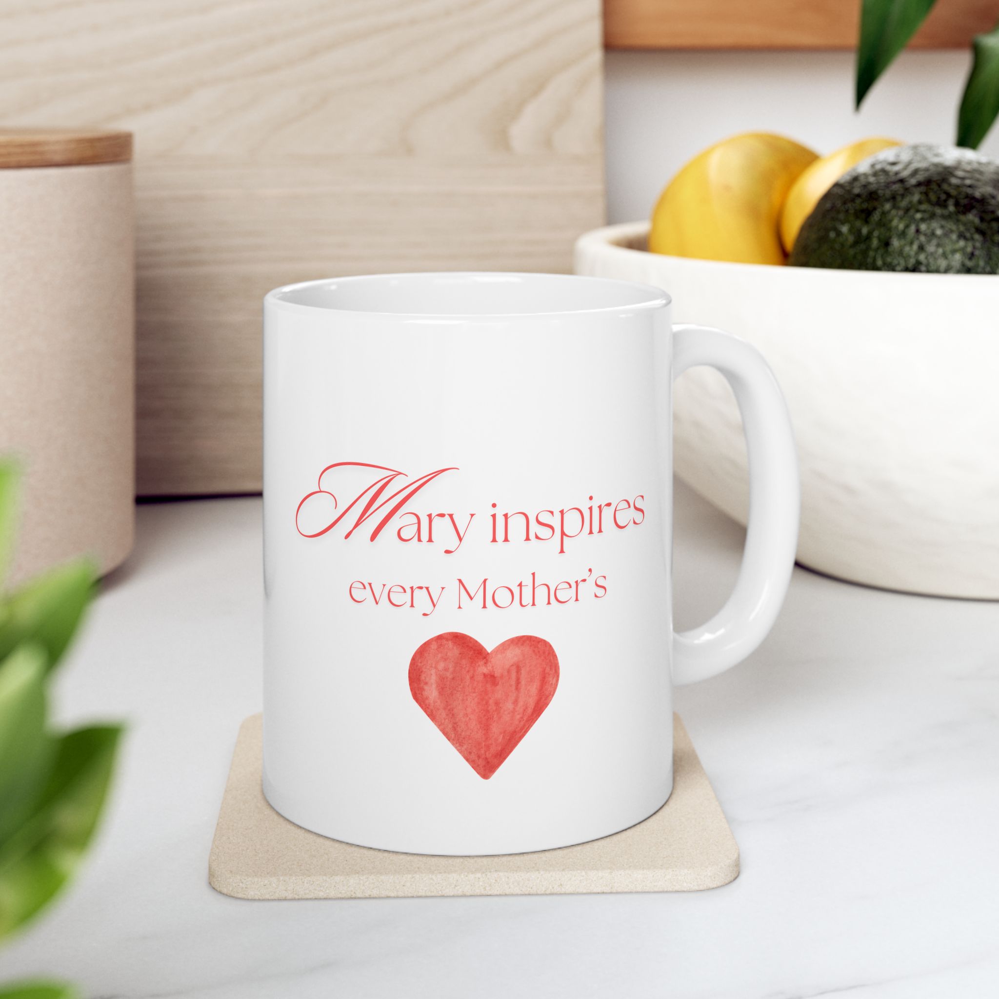 Holy Mary Ceramic Mug – Inspirational Christian Coffee Cup, Catholic Gift for Mothers, Spiritual Daily Motivation Tea Mug product thumbnail image