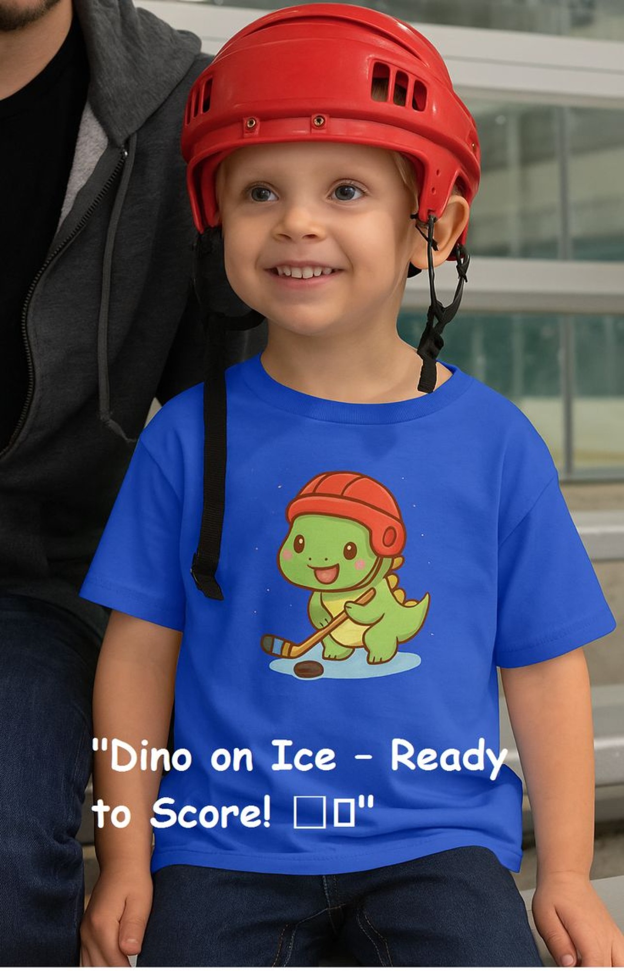 Cute Dino Hockey Toddler Tee, product thumbnail image Cute Dino Hockey Toddler Tee, product thumbnail image