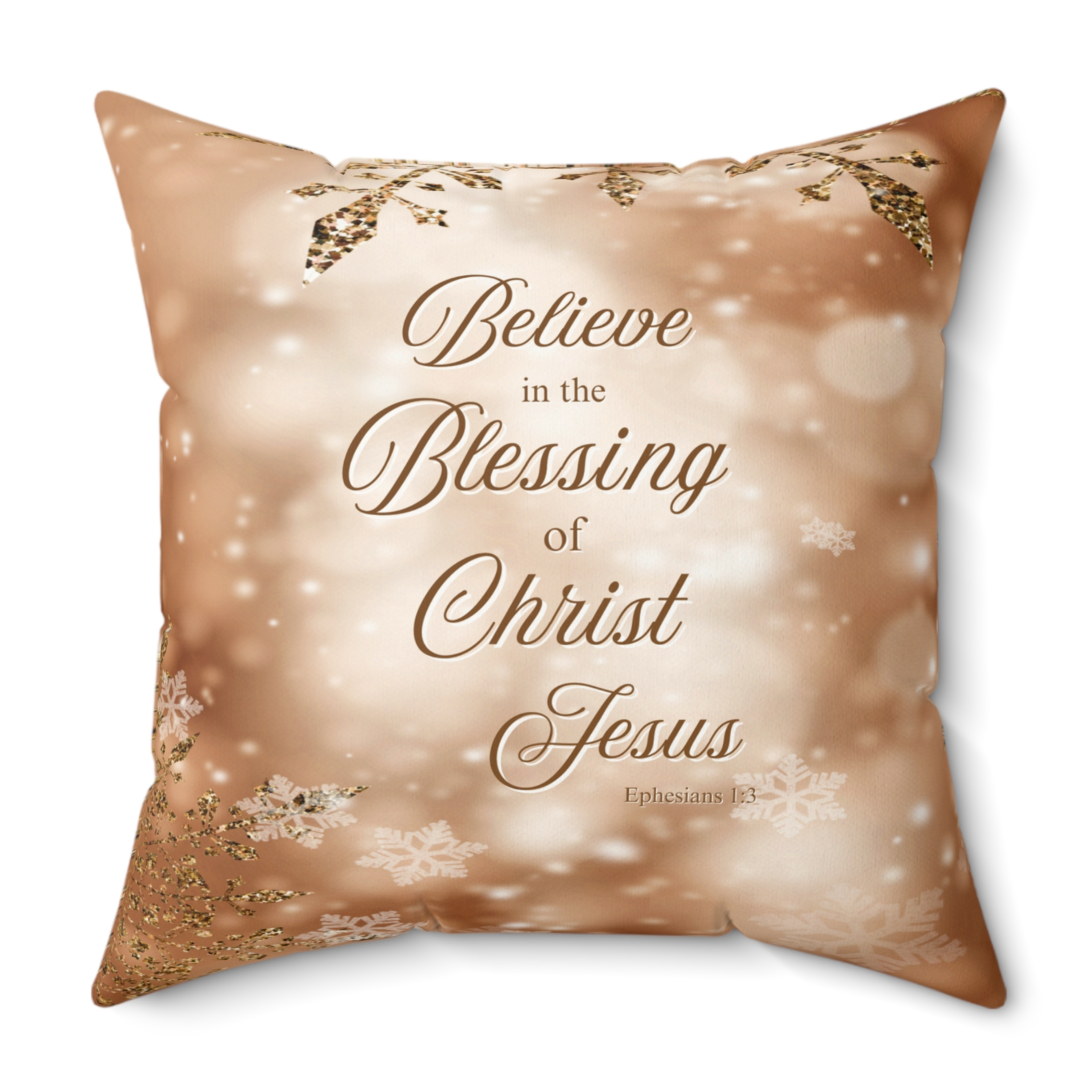 Believe in the Blessing - Christmas Pillow in Rose Gold product thumbnail image Believe in the Blessing - Christmas Pillow in Rose Gold product thumbnail image