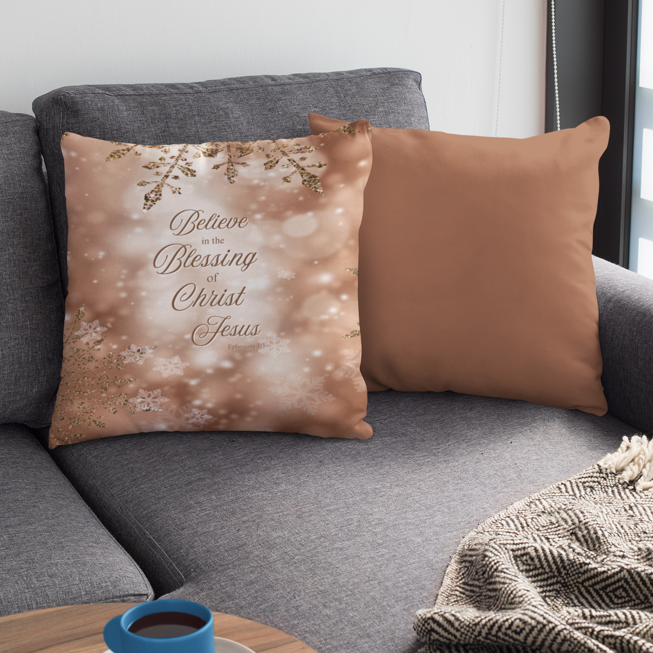 Believe in the Blessing - Christmas Pillow in Rose Gold product thumbnail image Believe in the Blessing - Christmas Pillow in Rose Gold product thumbnail image