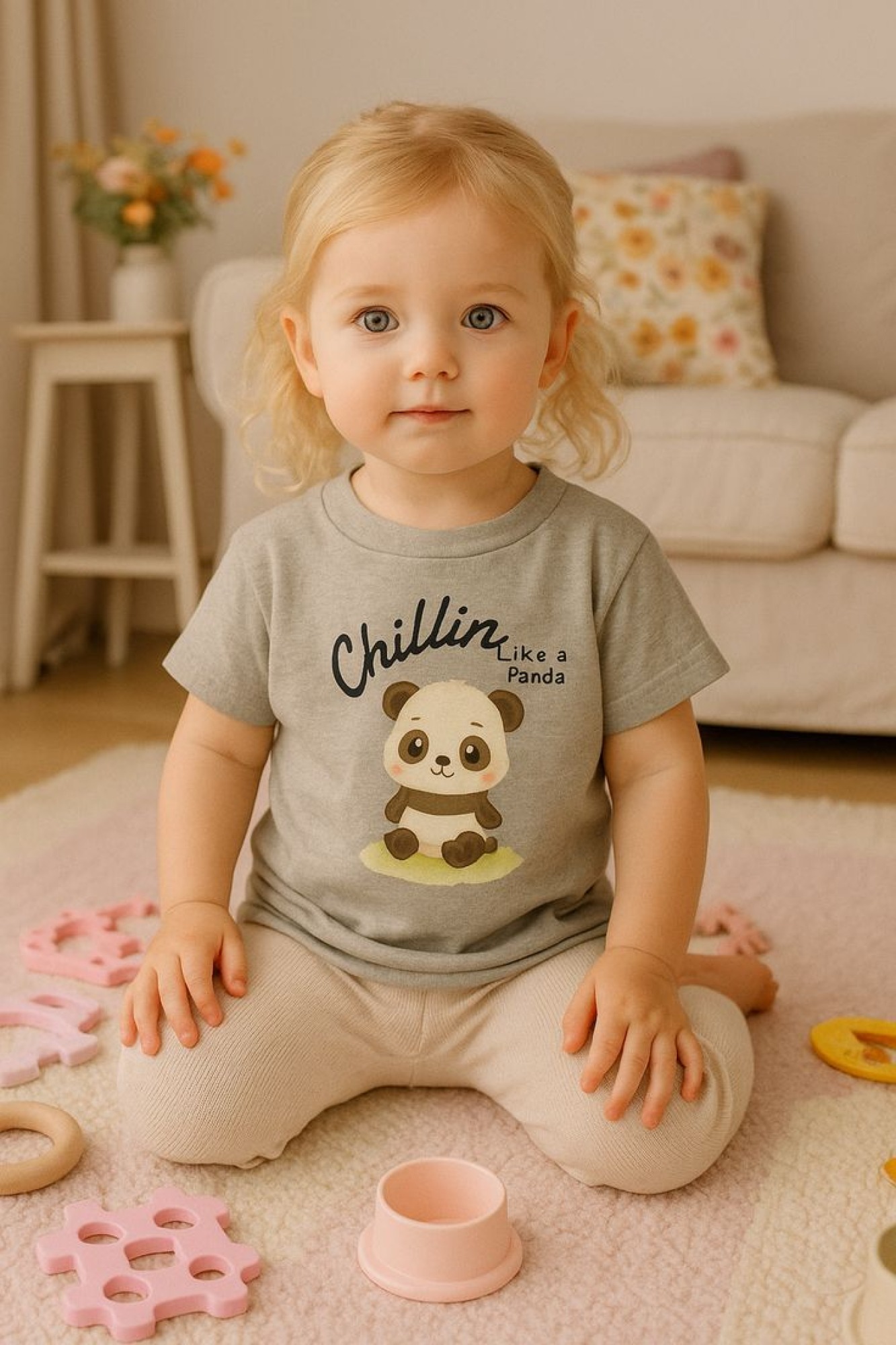 Cute Panda Toddler Tee,