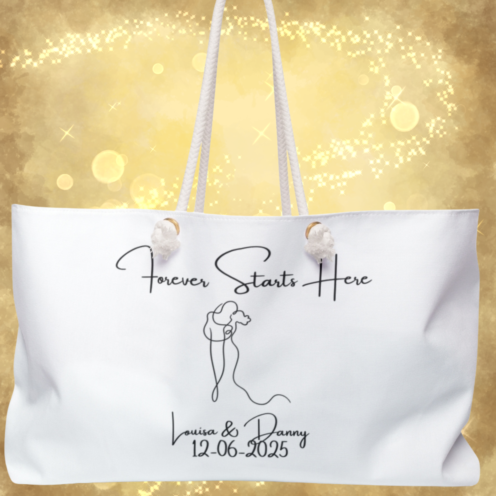 Forever Starts Here Weekender Bag, Overnight Bag, Vacation Tote. product thumbnail image Forever Starts Here Weekender Bag, Overnight Bag, Vacation Tote. product thumbnail image