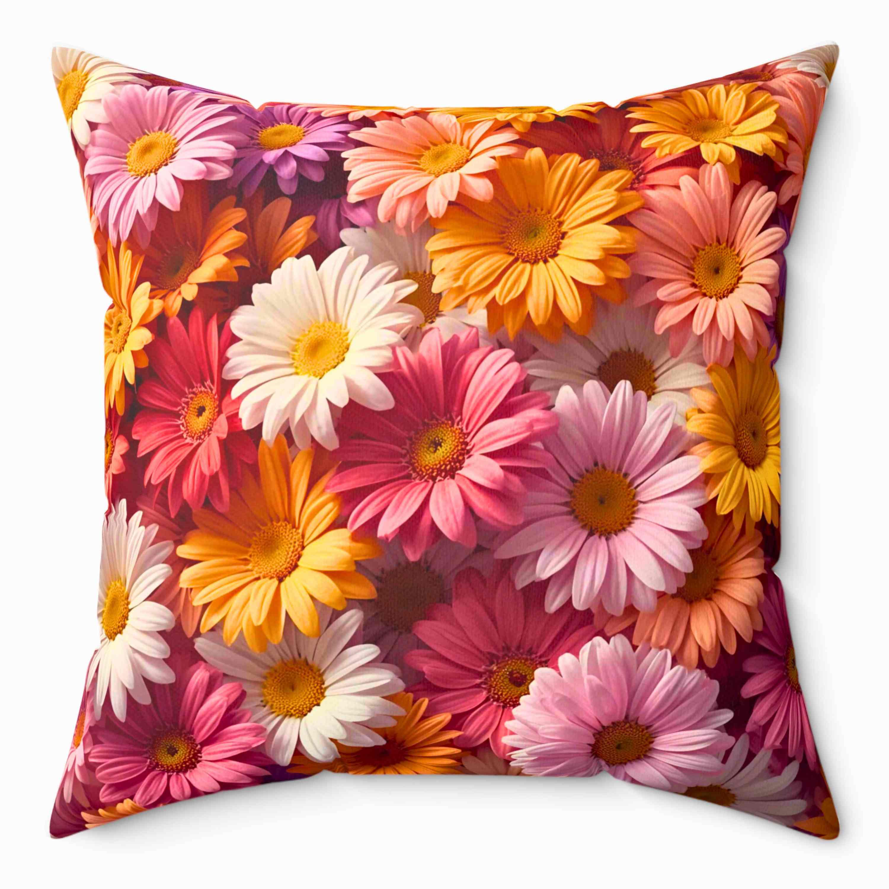 Rainbow Daisy Floral Pillow – Cheerful Garden Bloom Pillowcase, Colorful Home Accent for Sofa or Bed, Petals on Pillows product thumbnail image