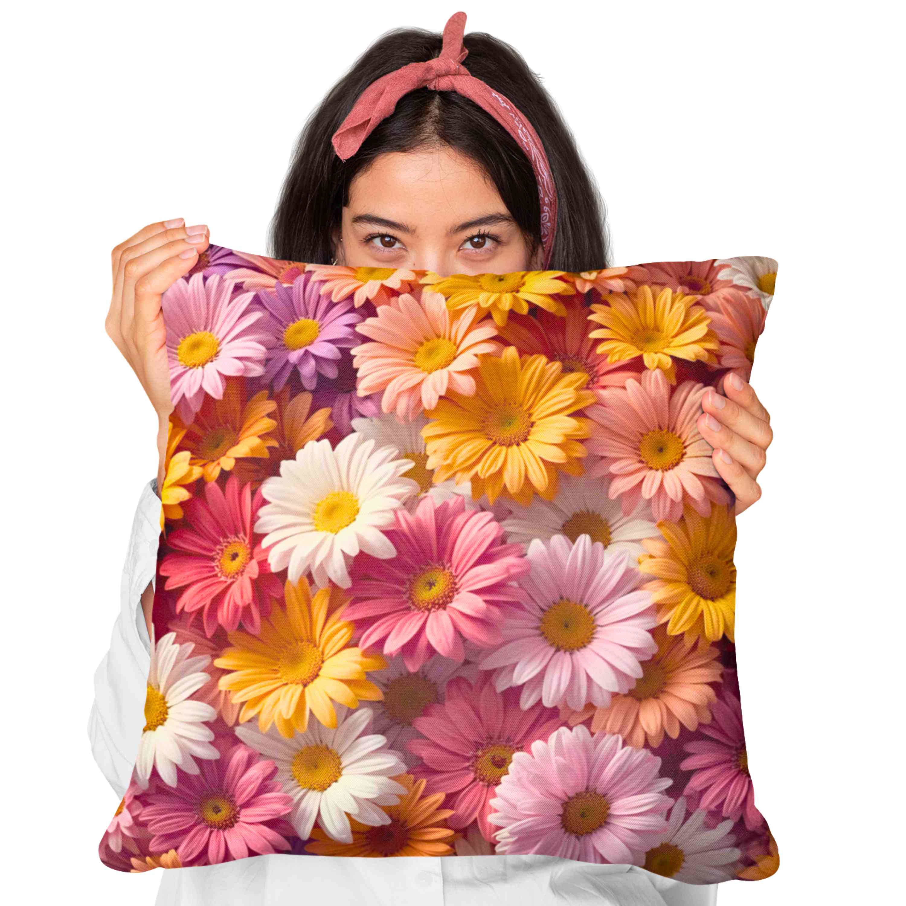 Rainbow Daisy Floral Pillow – Cheerful Garden Bloom Pillowcase, Colorful Home Accent for Sofa or Bed, Petals on Pillows product thumbnail image