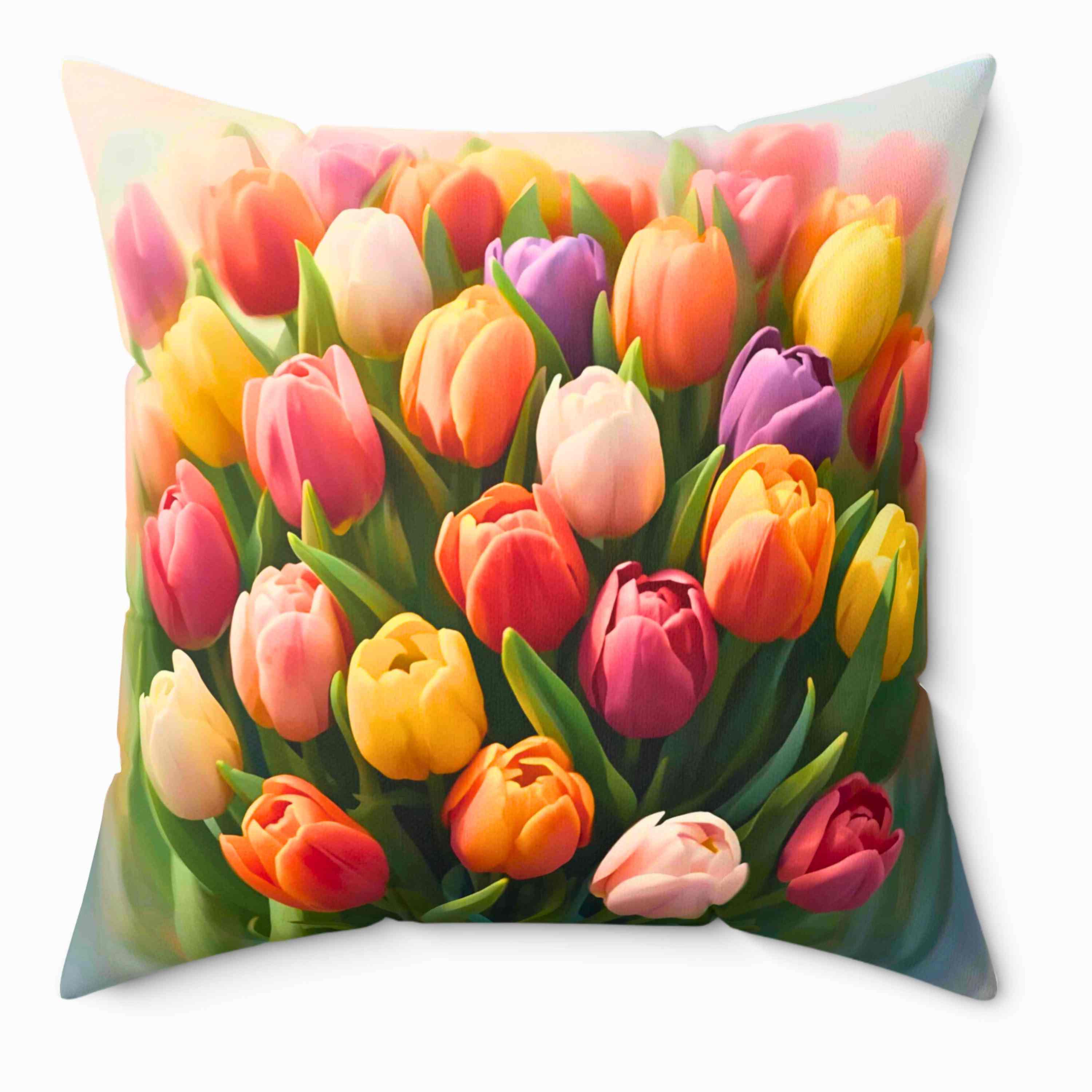 Blooming Tulip Decorative Pillow - Cozy Home Accent for Spring Decor, Unique Gift for Mother's Day, Floral Cushion, Indoor Decoration product thumbnail image