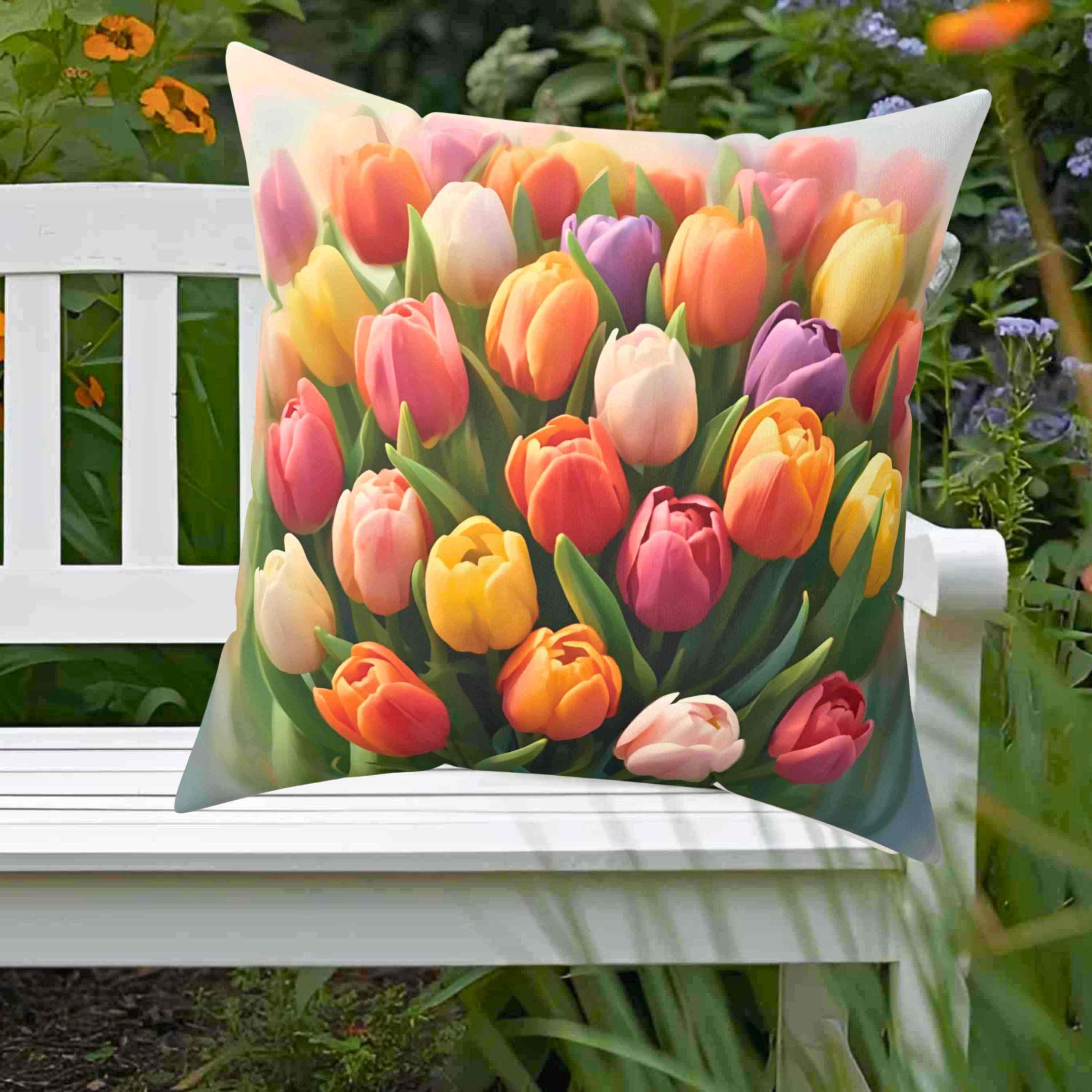 Blooming Tulip Decorative Pillow - Cozy Home Accent for Spring Decor, Unique Gift for Mother's Day, Floral Cushion, Indoor Decoration product thumbnail image