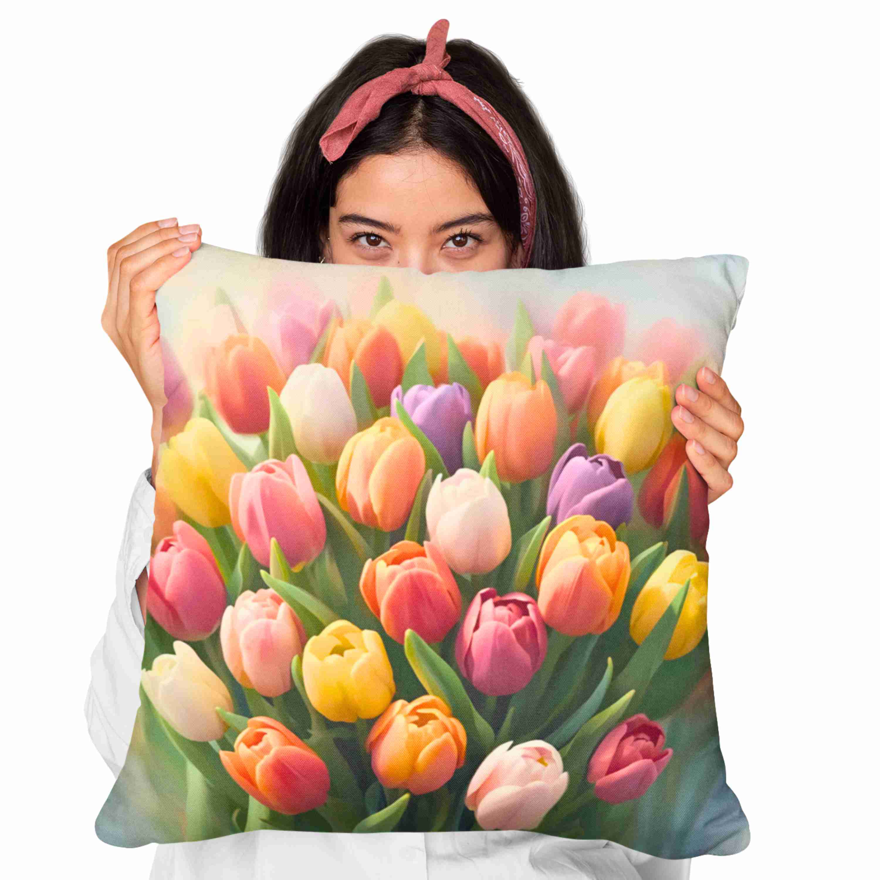 Blooming Tulip Decorative Pillow - Cozy Home Accent for Spring Decor, Unique Gift for Mother's Day, Floral Cushion, Indoor Decoration product thumbnail image