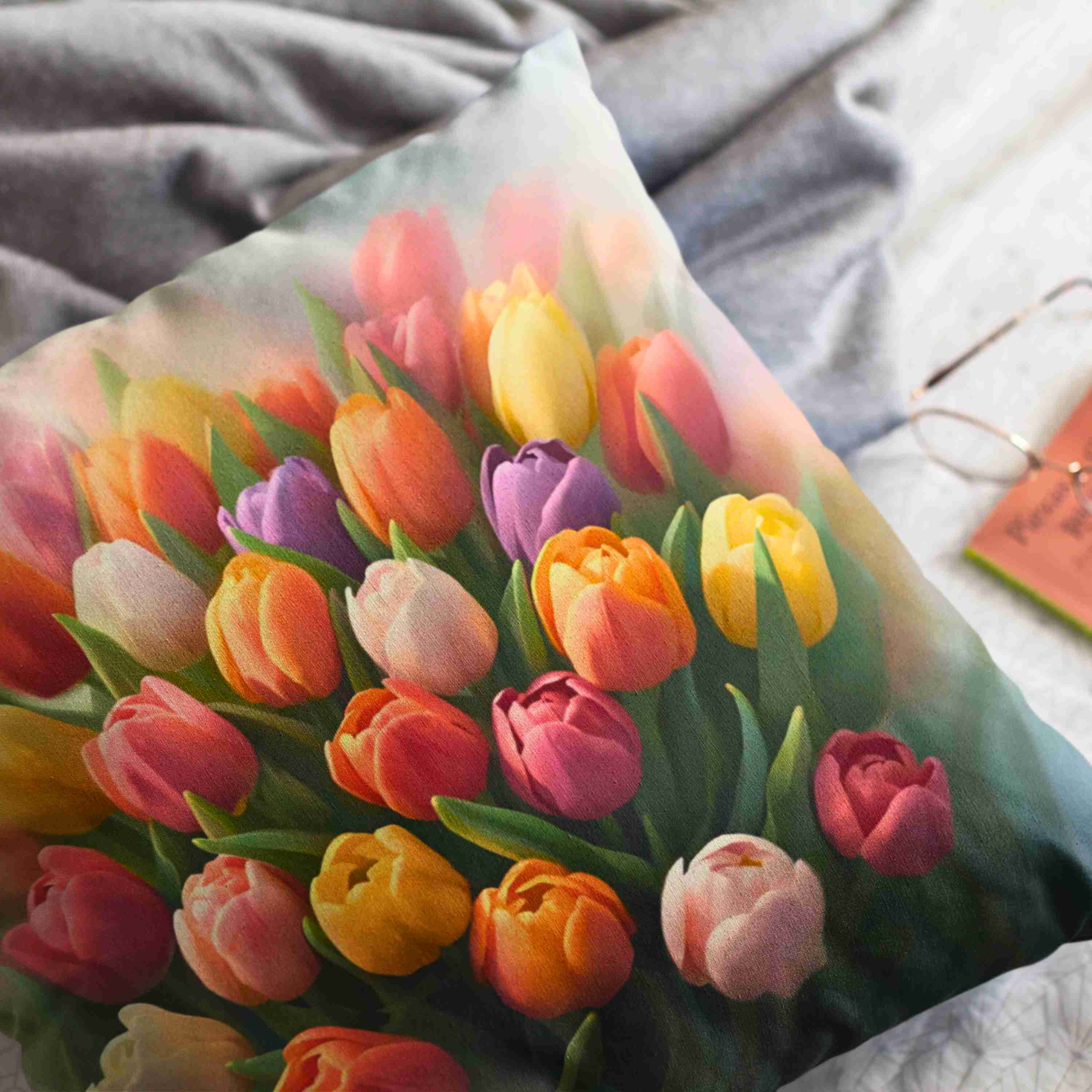 Blooming Tulip Decorative Pillow - Cozy Home Accent for Spring Decor, Unique Gift for Mother's Day, Floral Cushion, Indoor Decoration product thumbnail image