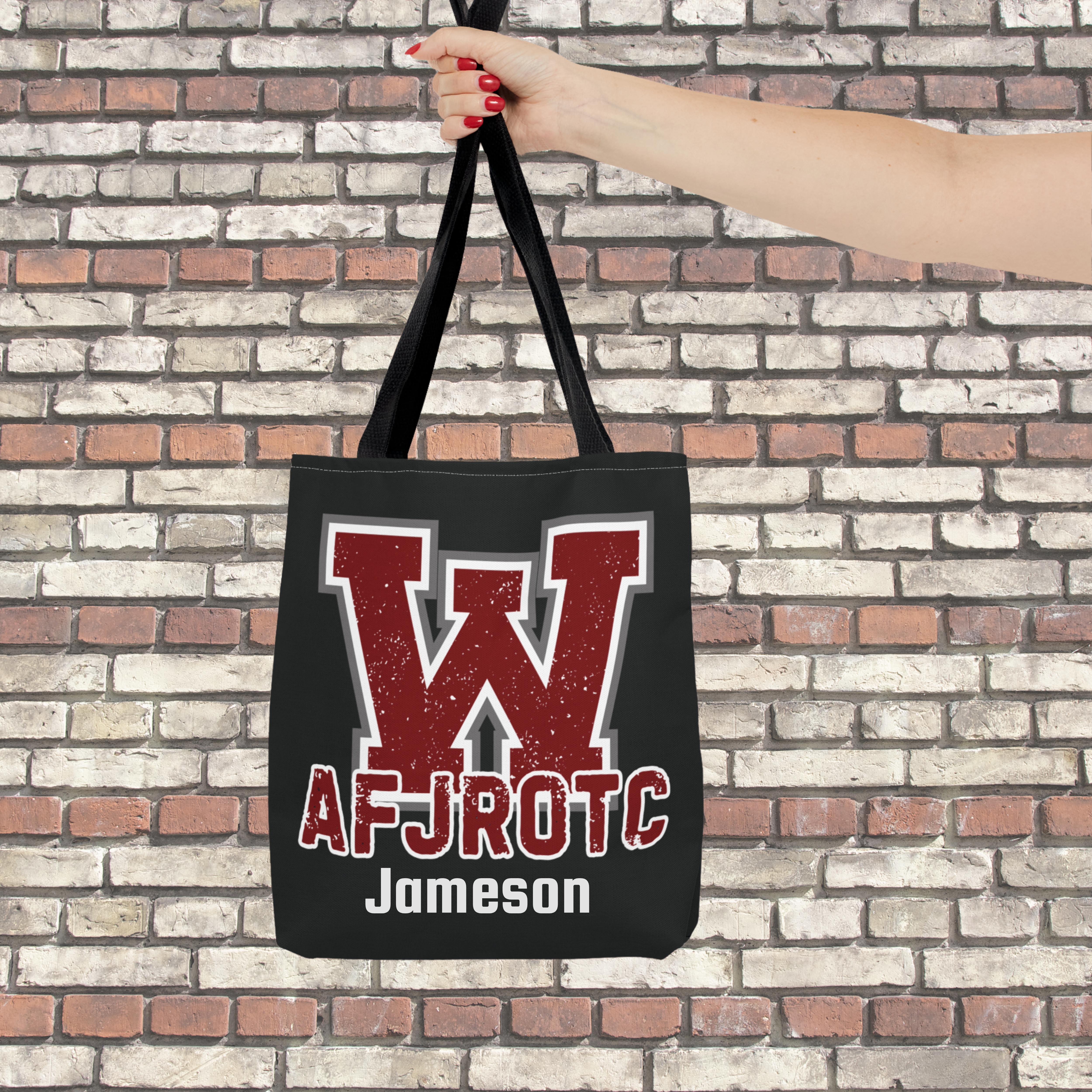 W AFJROTC Tote Bag - Available in 3 sizes - Can be customized for other schools/teams-Can be personalized with a name product thumbnail image
