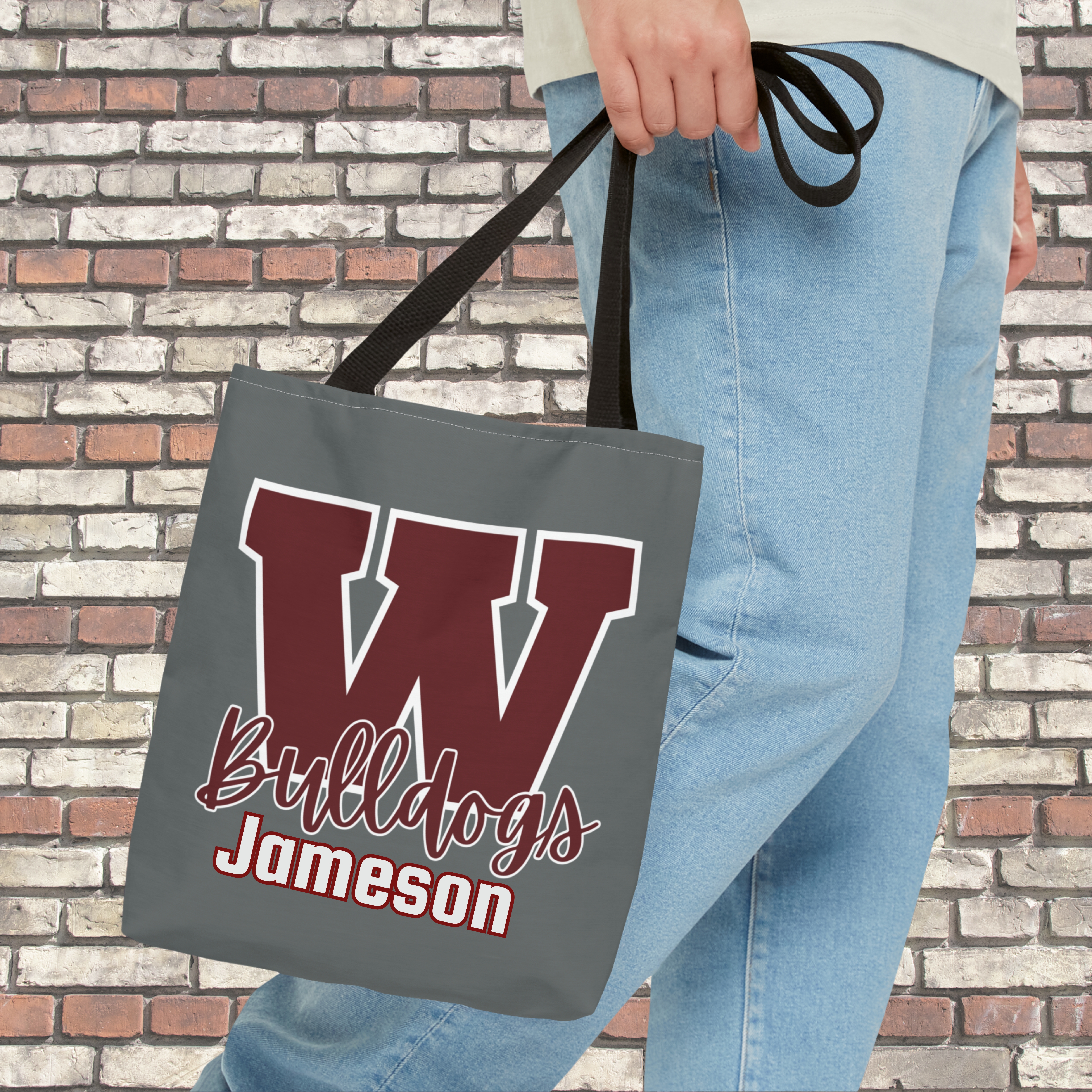 Waller Bulldog Tote Bag - Available in 3 sizes - Can be personalized - Can be customized for other schools/teams  product thumbnail image