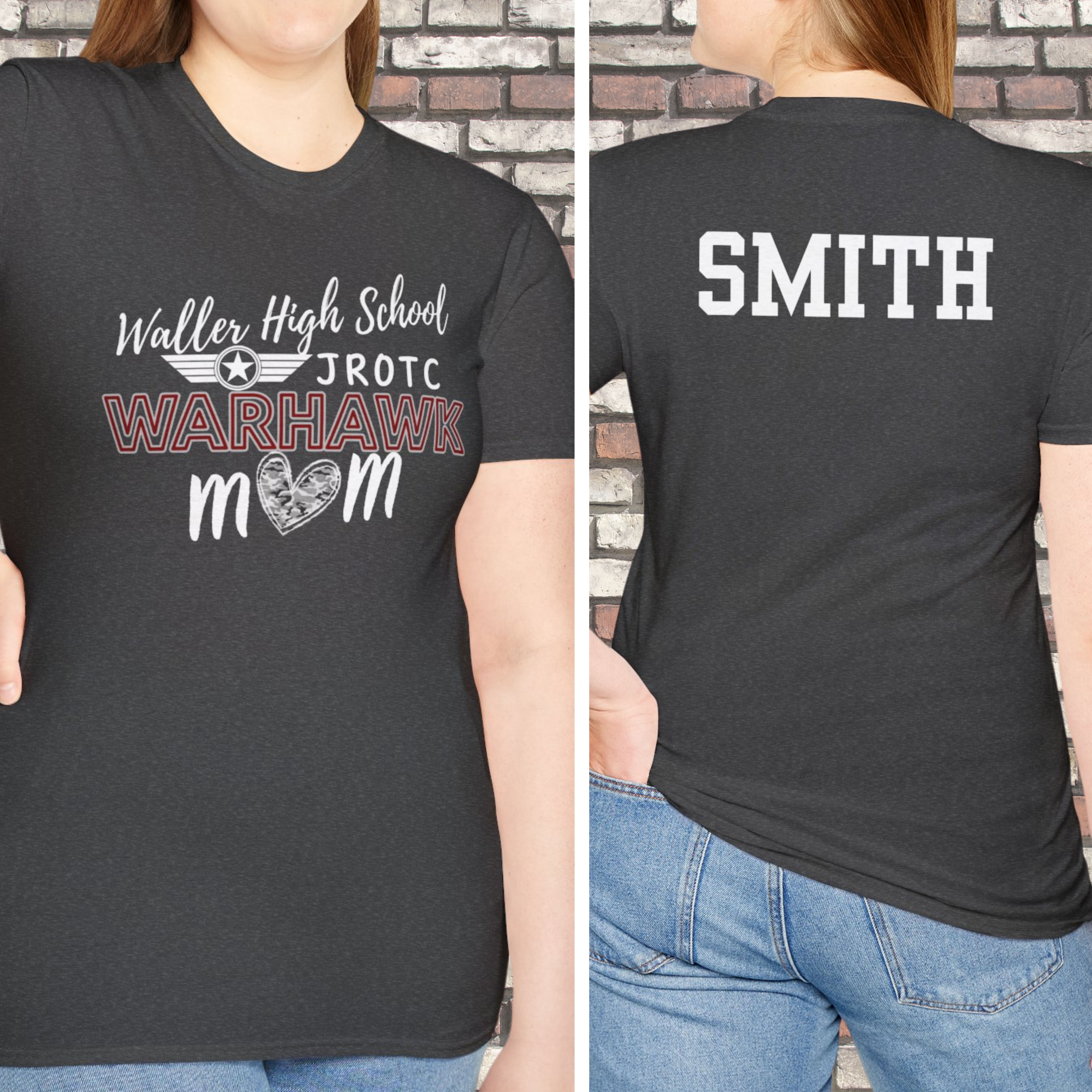 Custom Waller High School JROTC Warhawk Mom Unisex T-Shirt - Personalization product thumbnail image